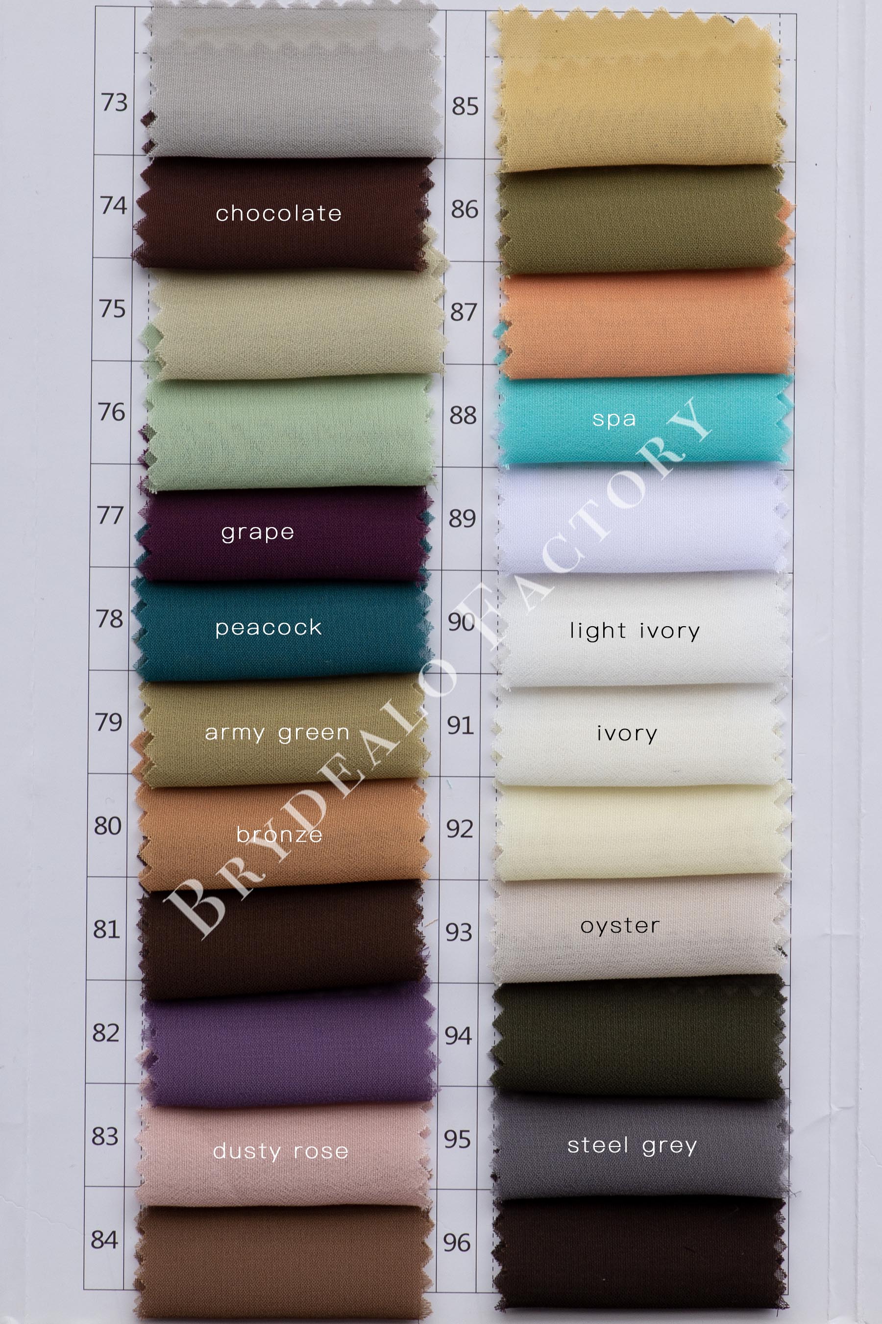 100D chiffon fabric color chart-4