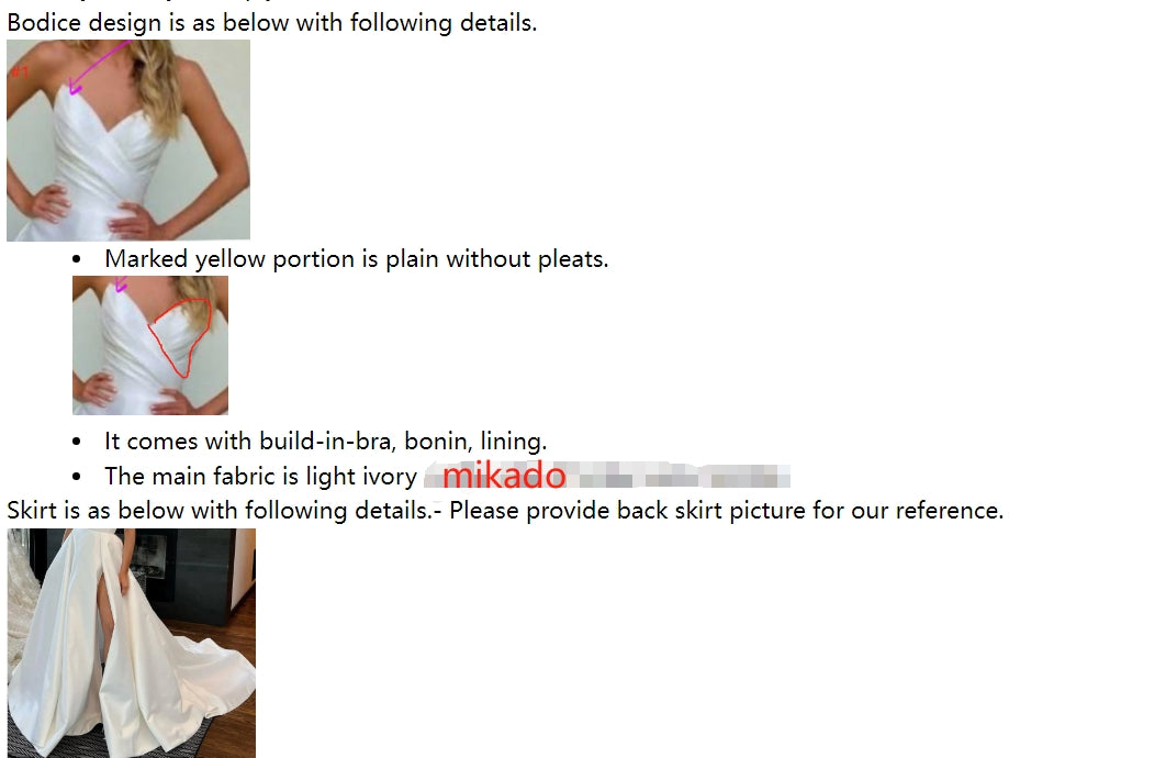 Private Label Custom Slit Mikado Wedding Dress