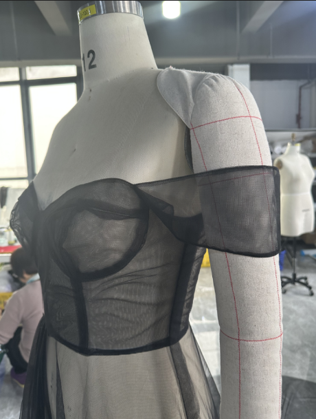 corset off-shoulder mockup dress
