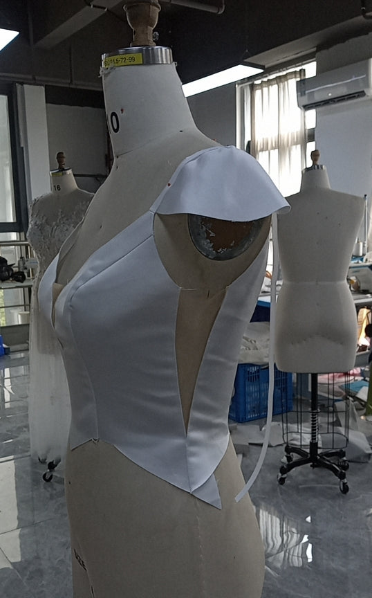 Private Label Custom Cap Sleeve Wedding Dress