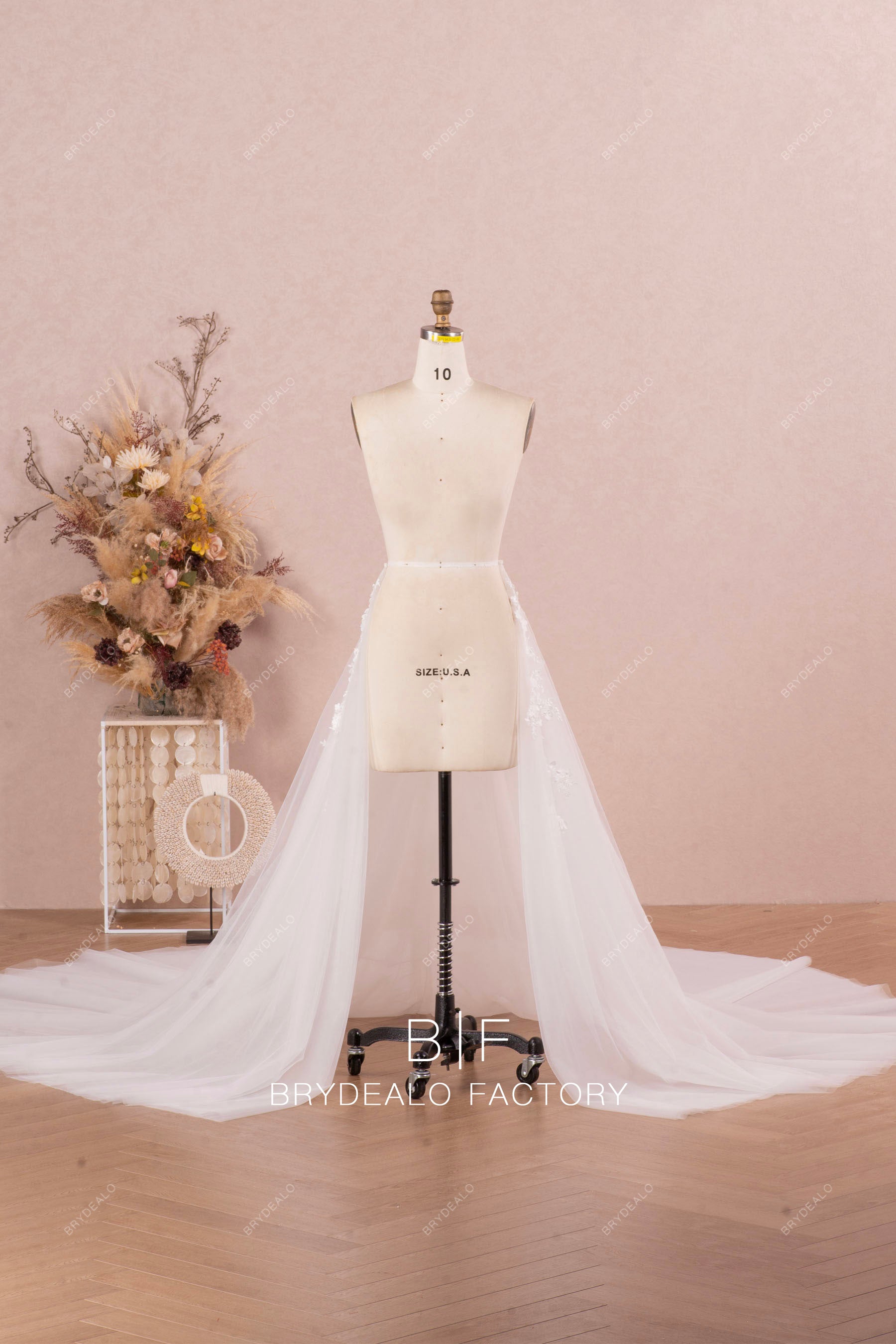 3D beaded flower bridal overskirt