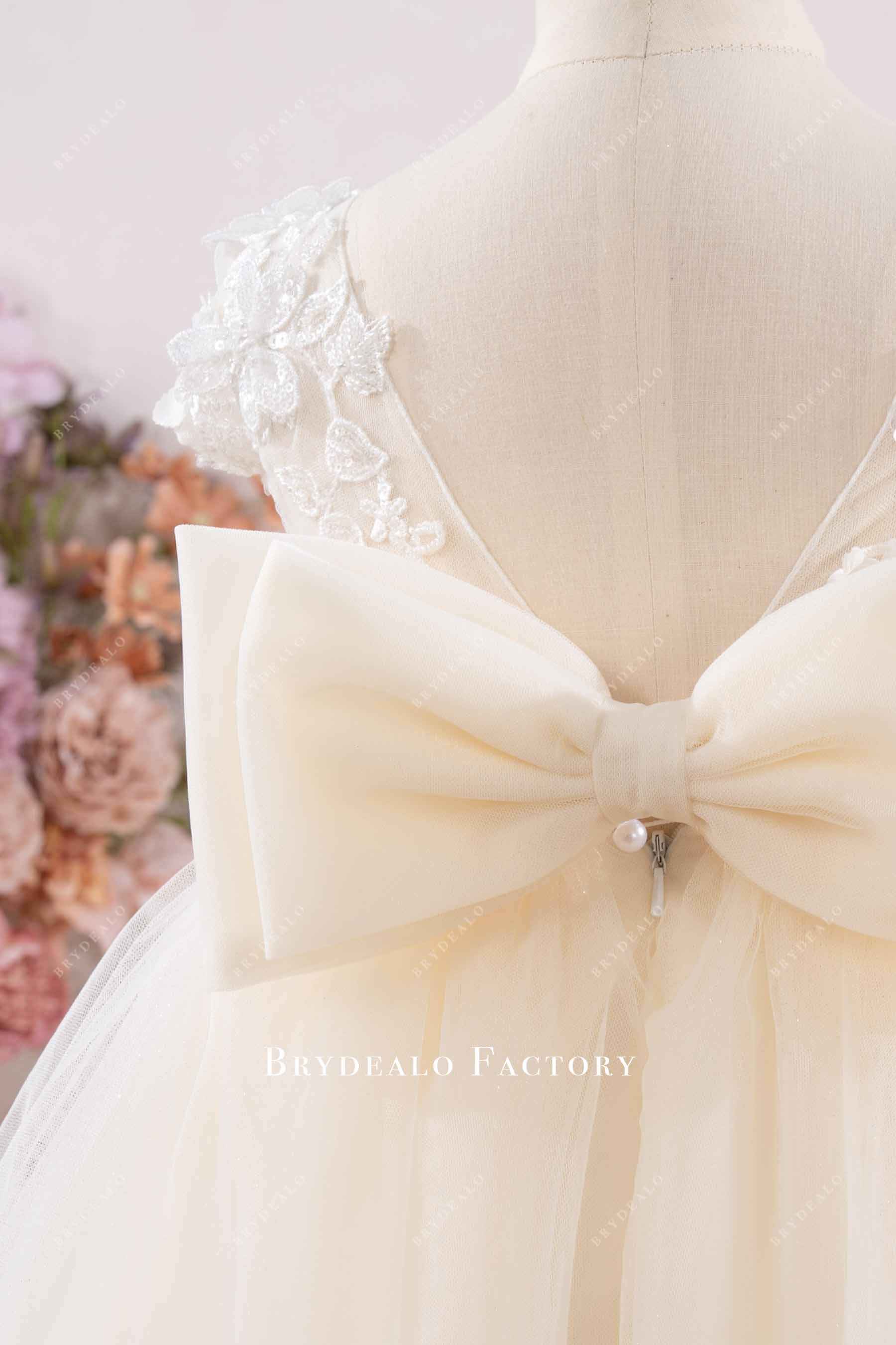 3D beaded lace flower girl dress