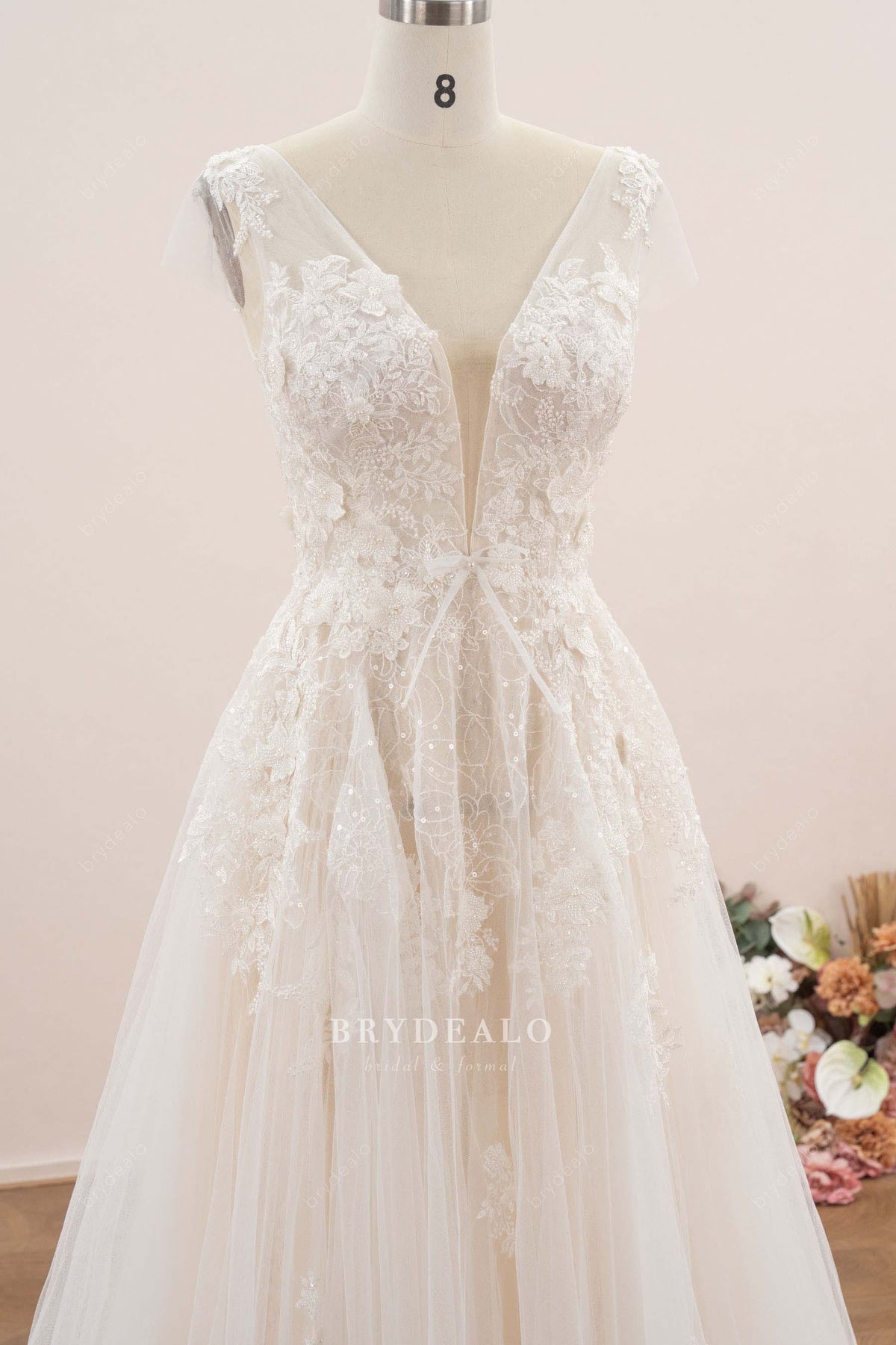 3D flower lace wedding dress