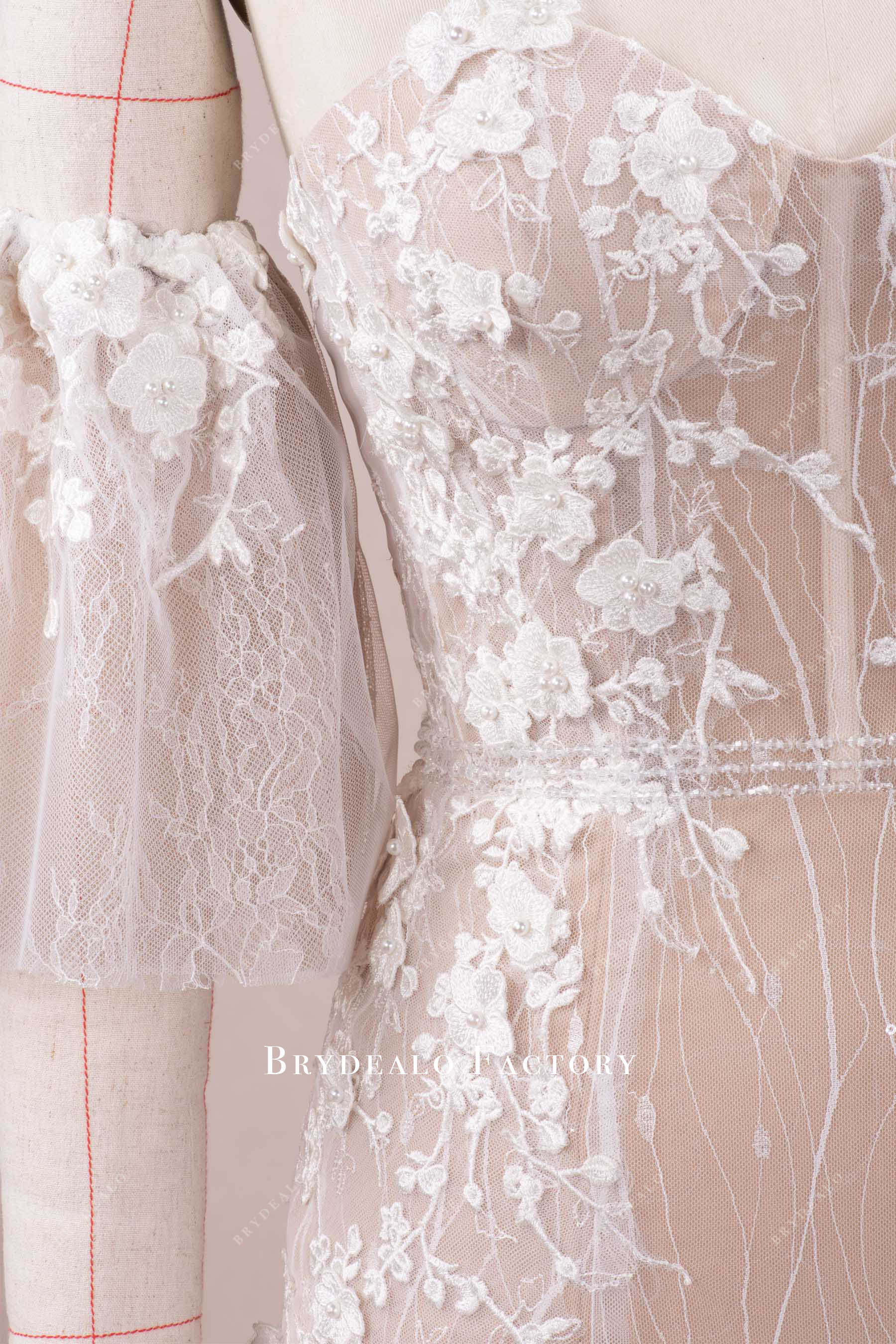 3D flower lace wedding dress