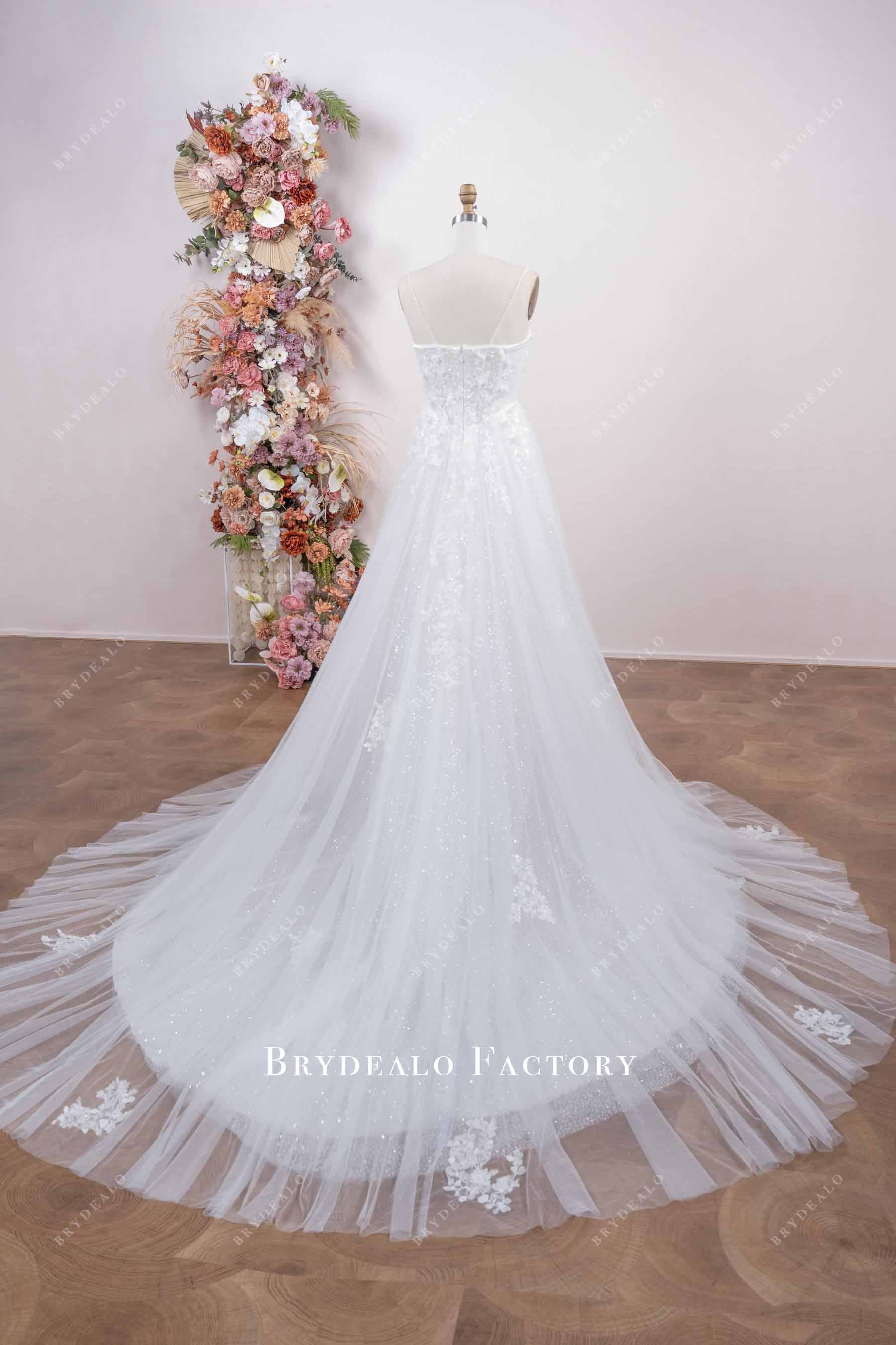 A-line long sparkly wedding dress