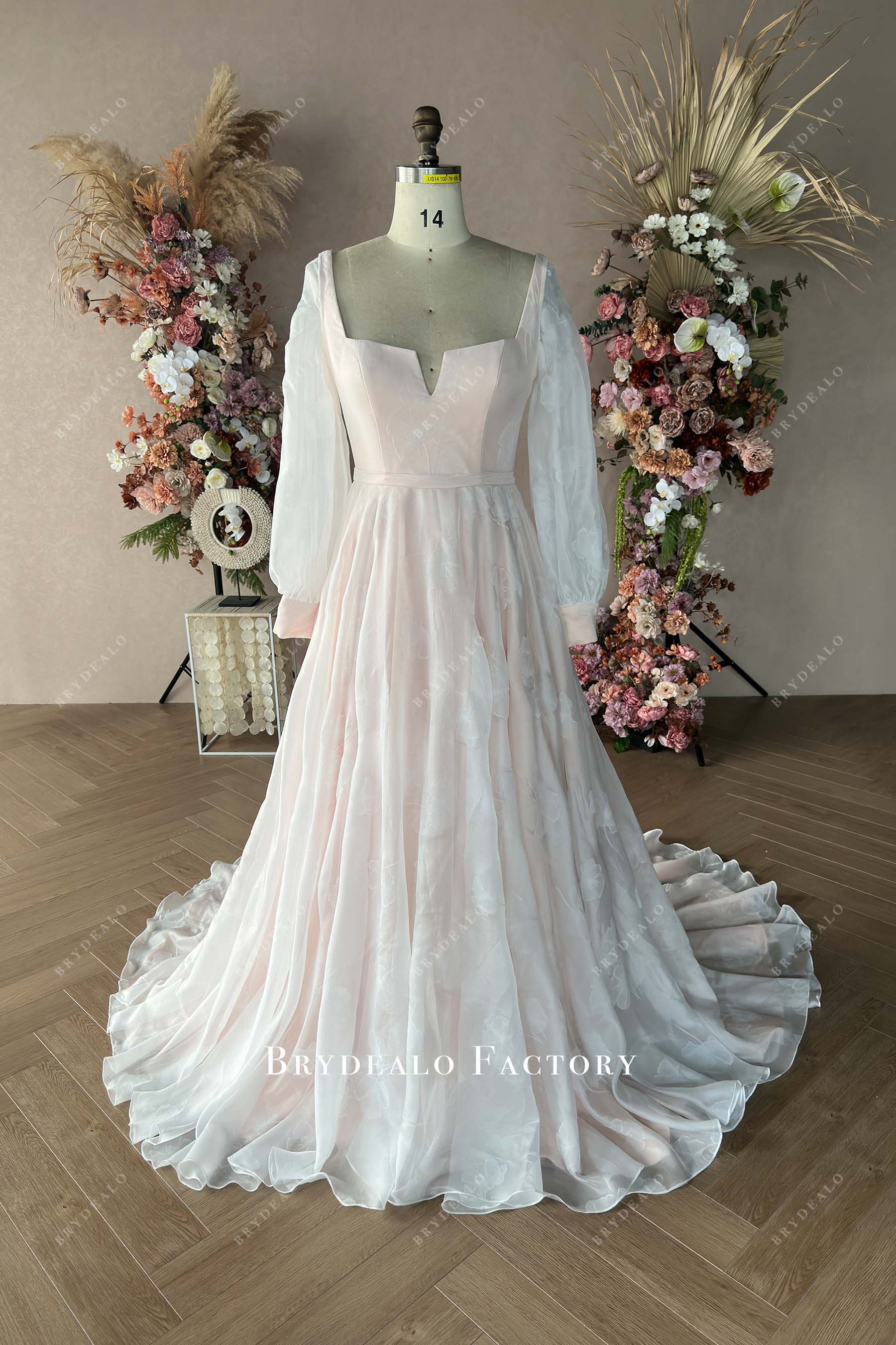 printed organza wedding dress Modern Printed Organza Wedding Dress with 3D Flowers