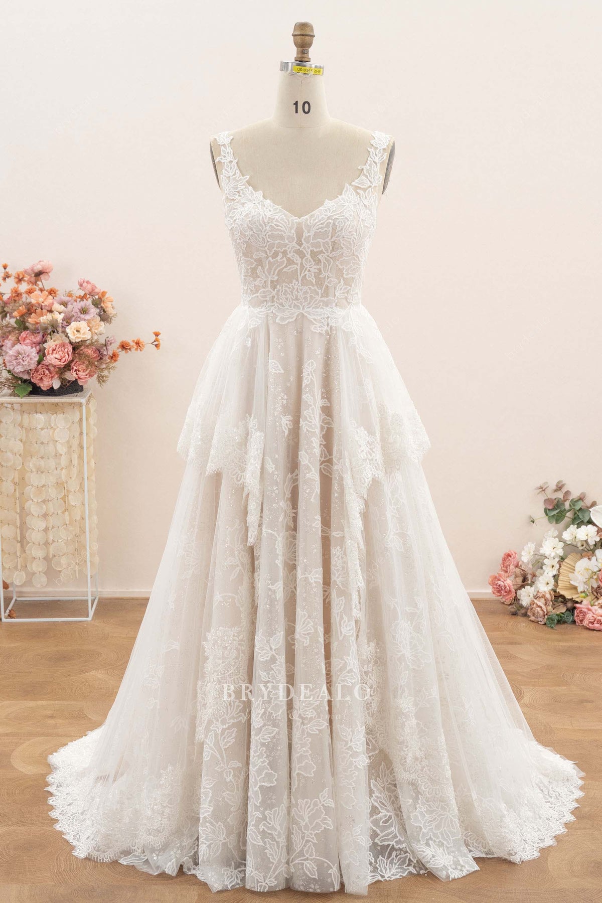 Aline flower lace wedding dress