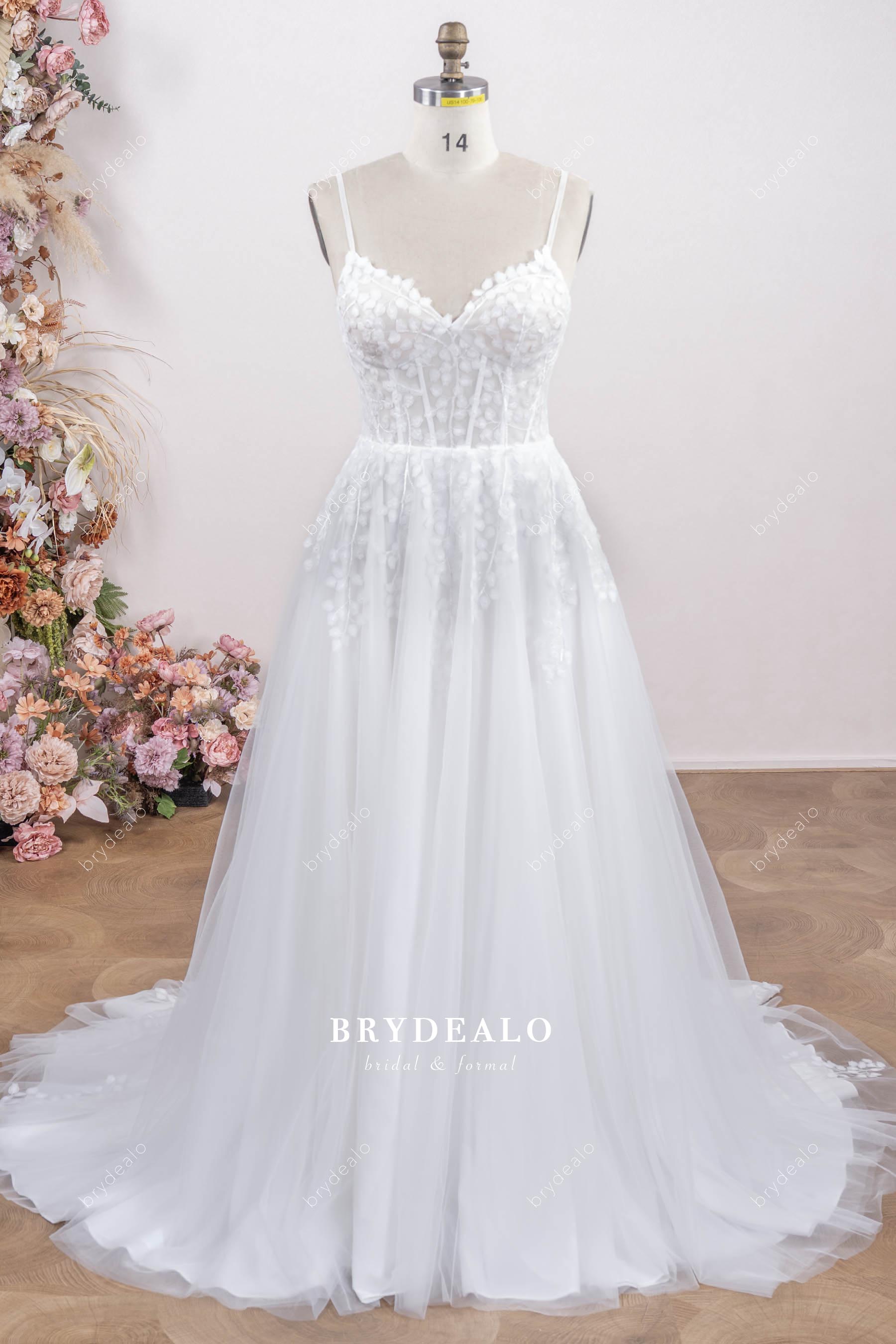 Aline straps lace wedding dress