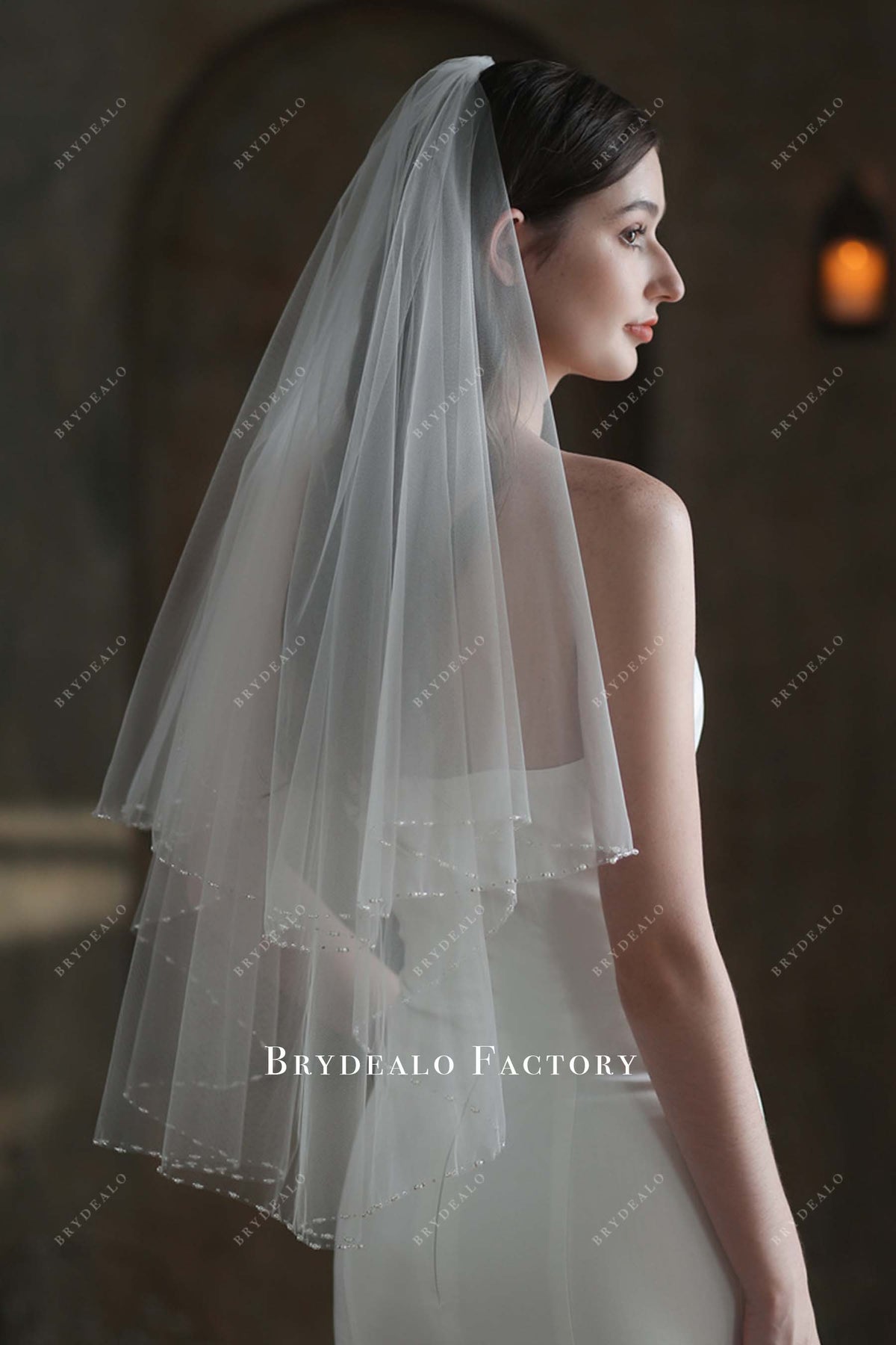 Exquisite Hand Beading Elbow Length Bridal Veil