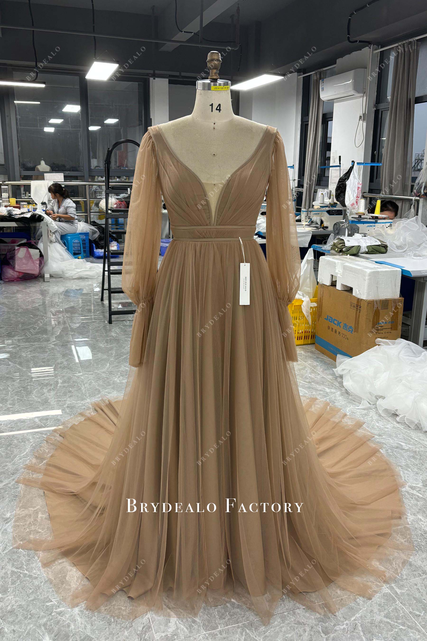 Bubble Sleeve Aline wedding dress