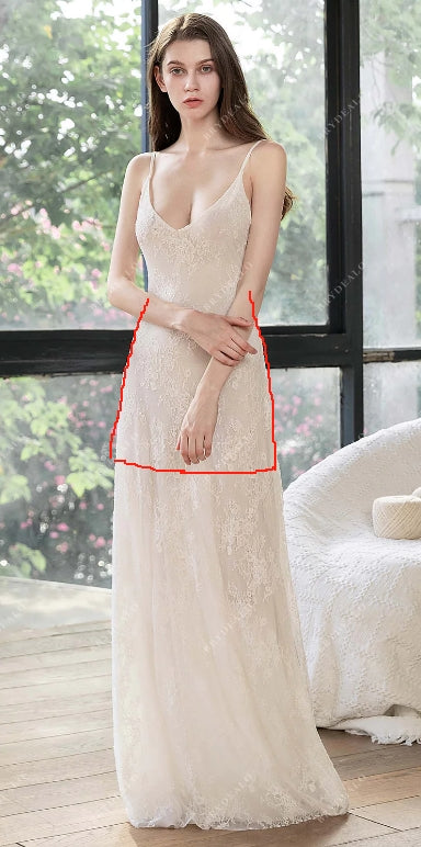 Private Label Custom Lace Slip Bridal Dress and Oyster Bodycon Lining