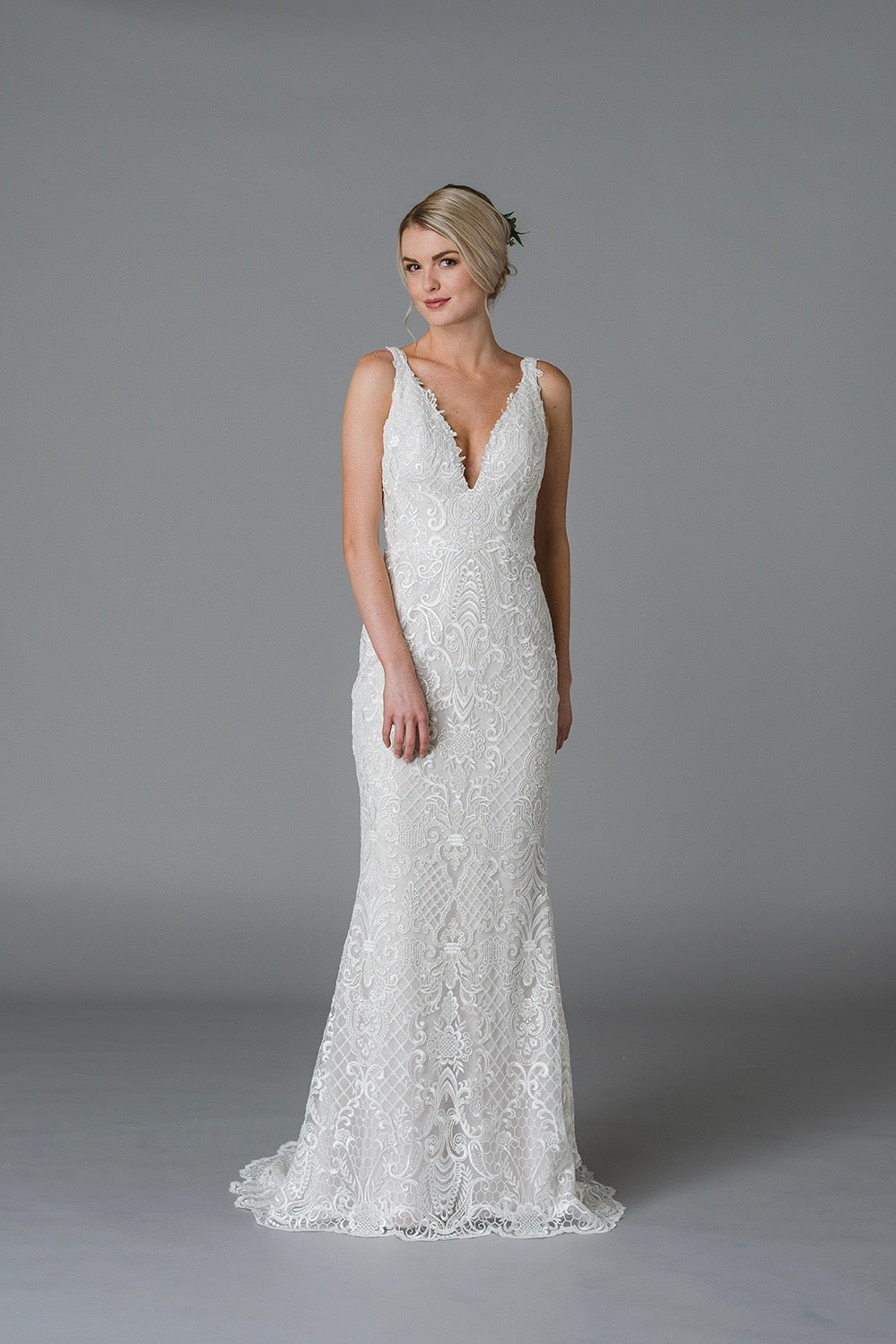 Custom Beaded Lace Godet Wedding Dress BR20231916-03