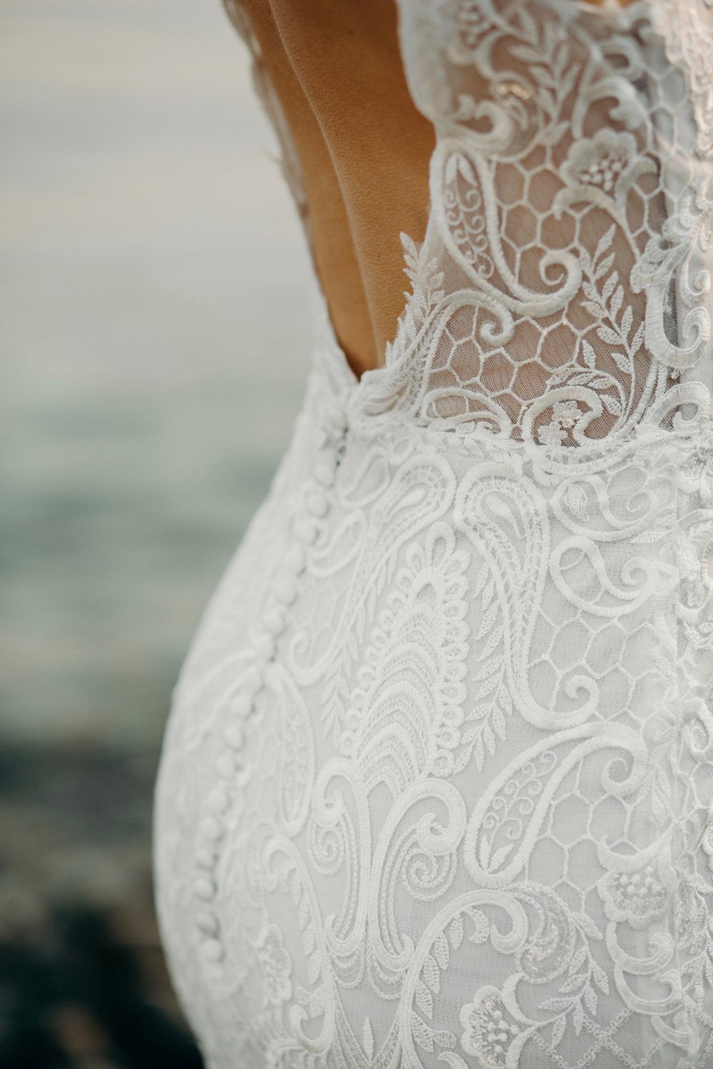 Custom Beaded Lace Godet Wedding Dress BR20231916-03