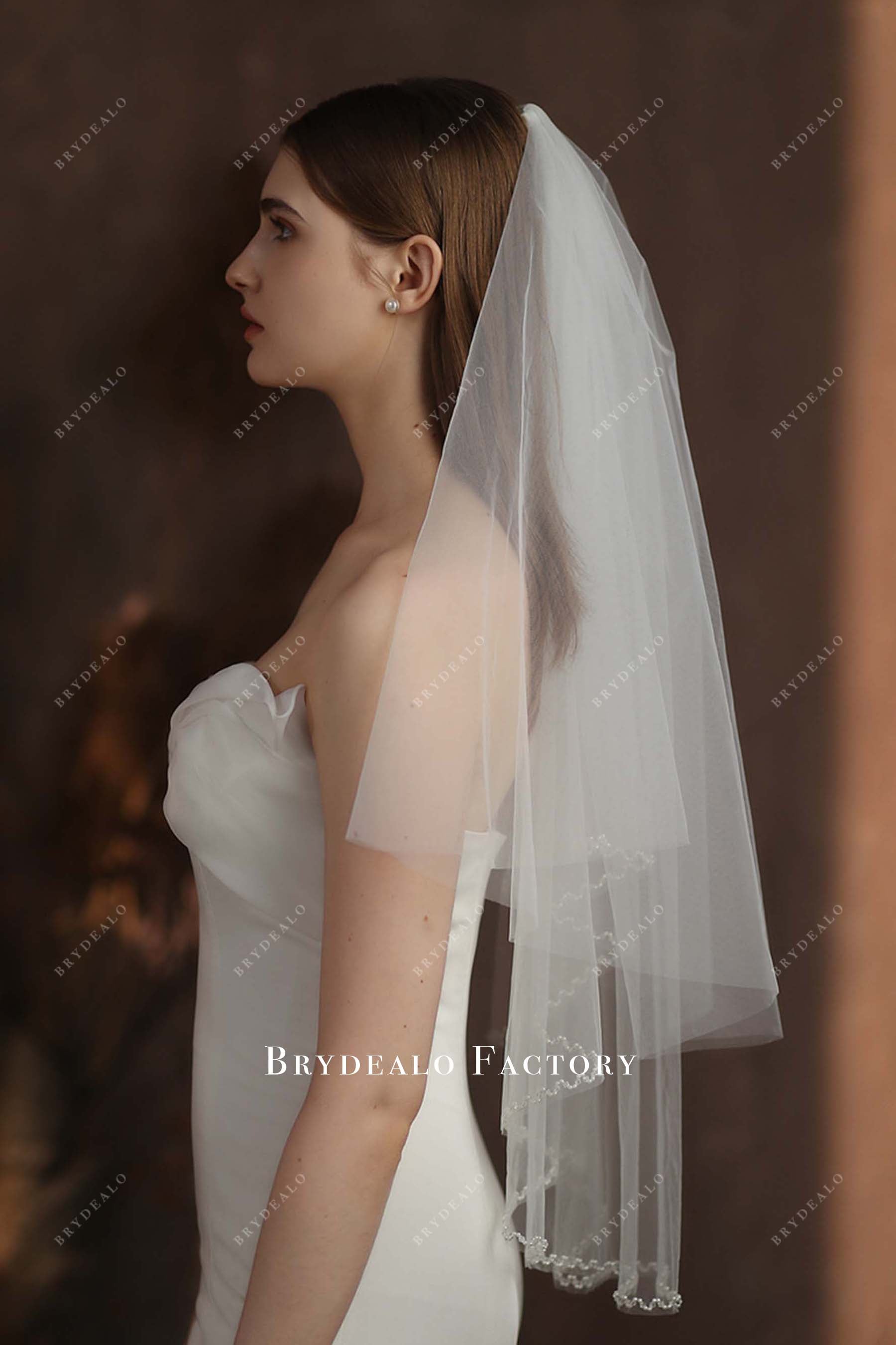 elbow length tulle bridal veil