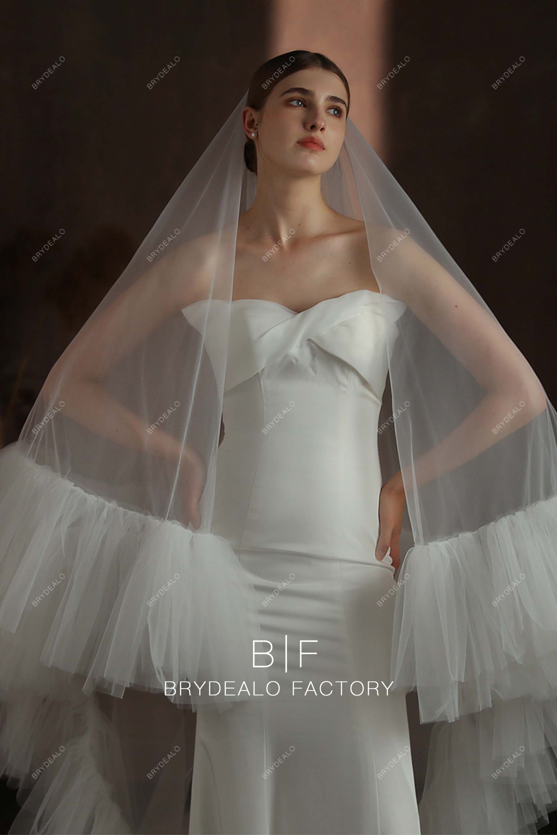 Designer Ruffled Edge Two-tier Wedding Veil