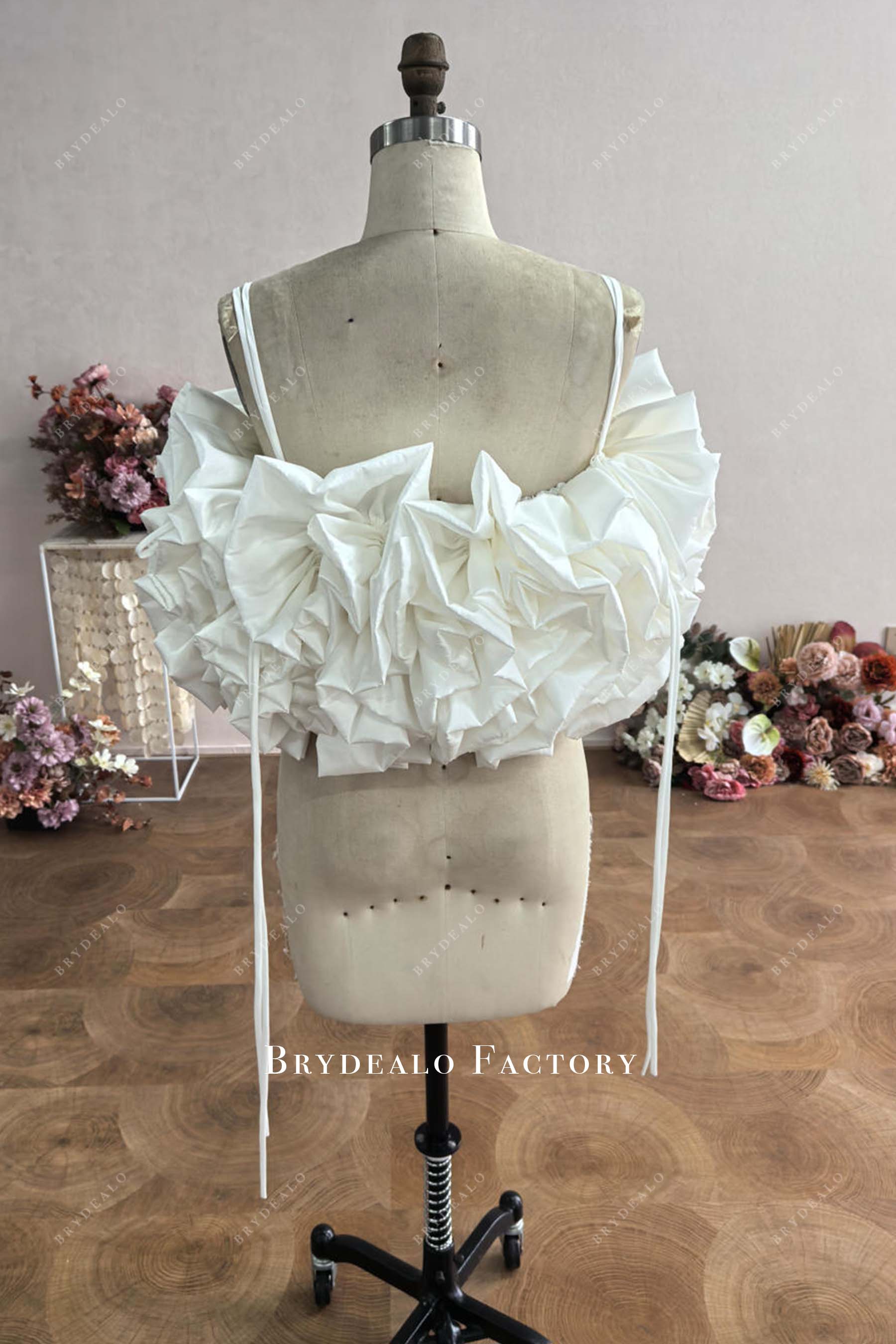Custom Ruffled Taffeta Double Spaghetti Straps Top