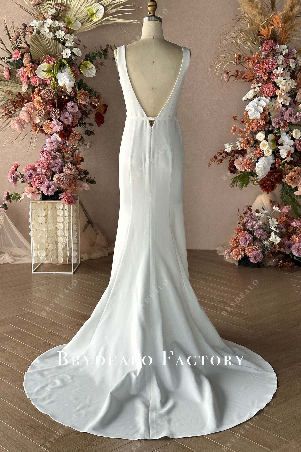 Private Label Custom Scoop Neck Wide Shoulder Strap Wedding Dress