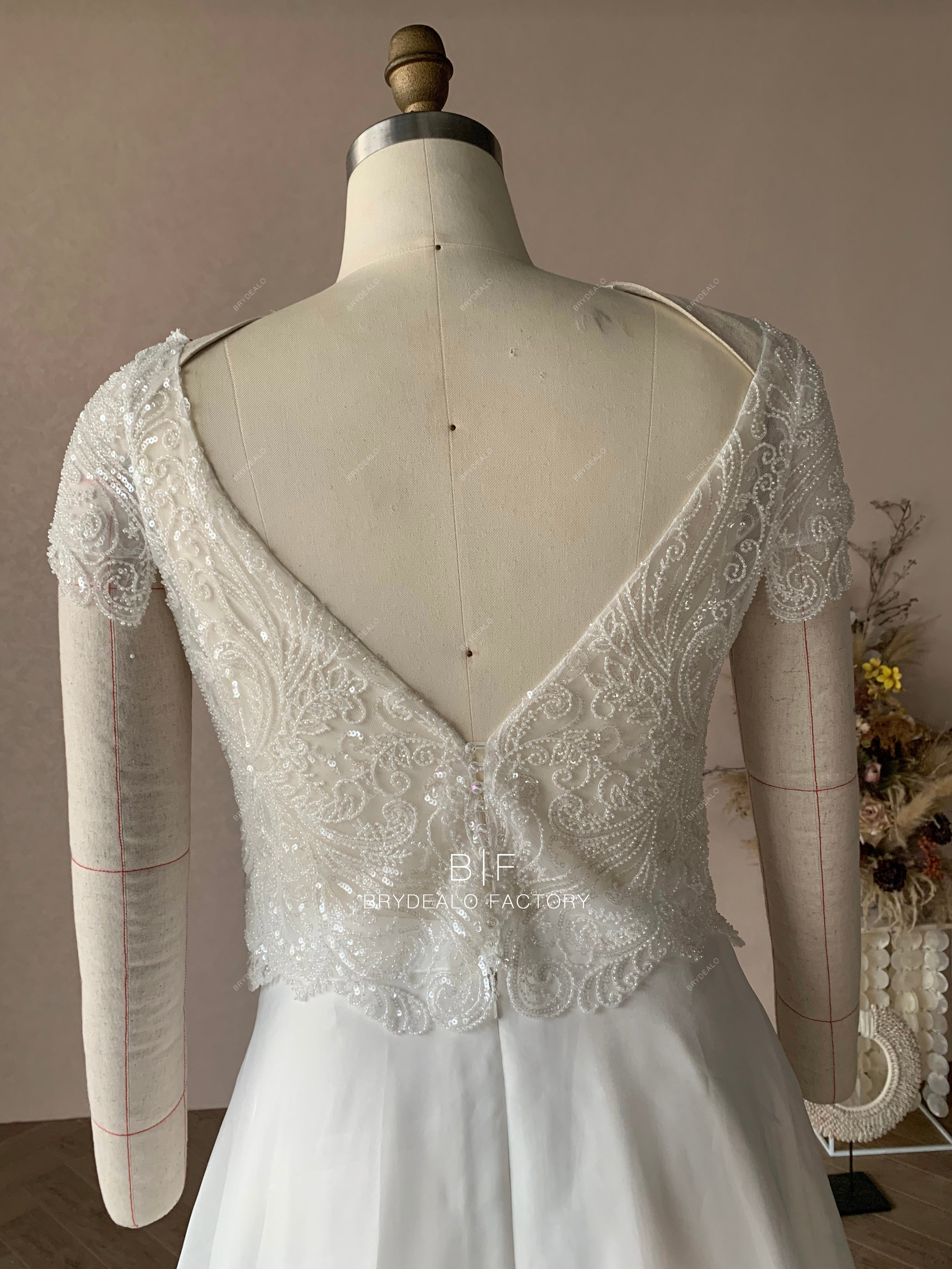 Custom Heavy Beading Lace Bridal Top Organza Skirt