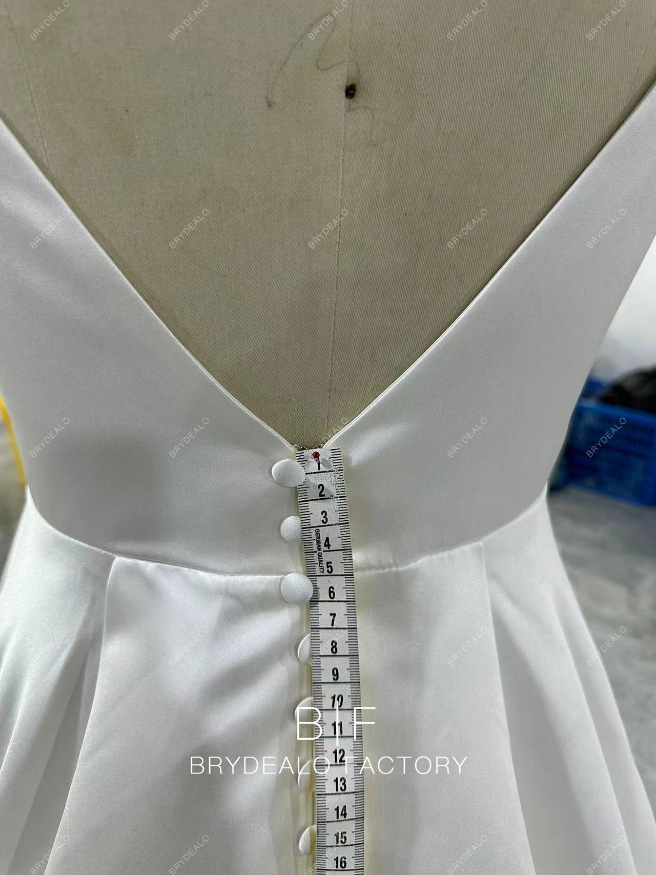 Buttoned Back Satin Slit A-line Wedding Dress