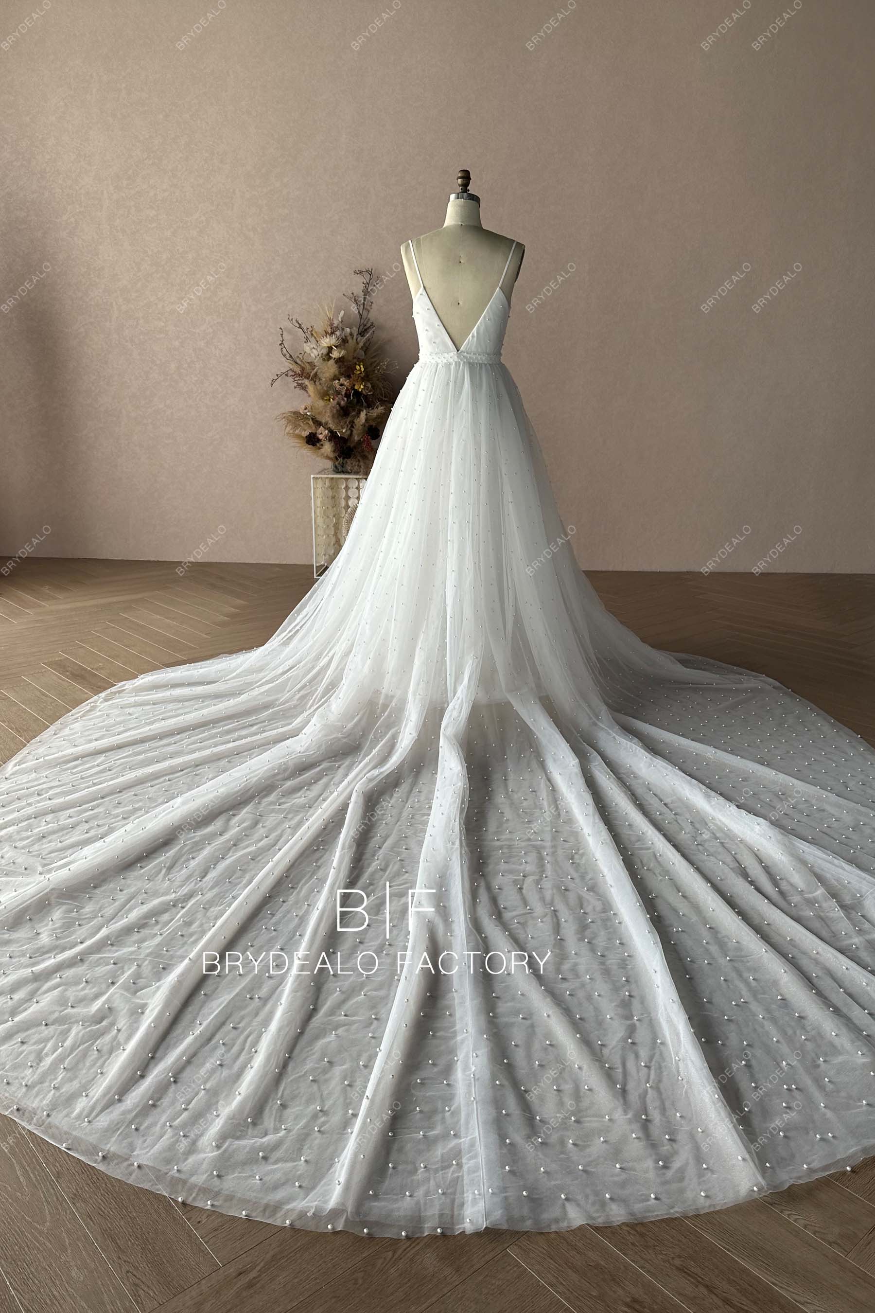 Custom Pearls Plunging Wedding Ball Gown BR20221454-05