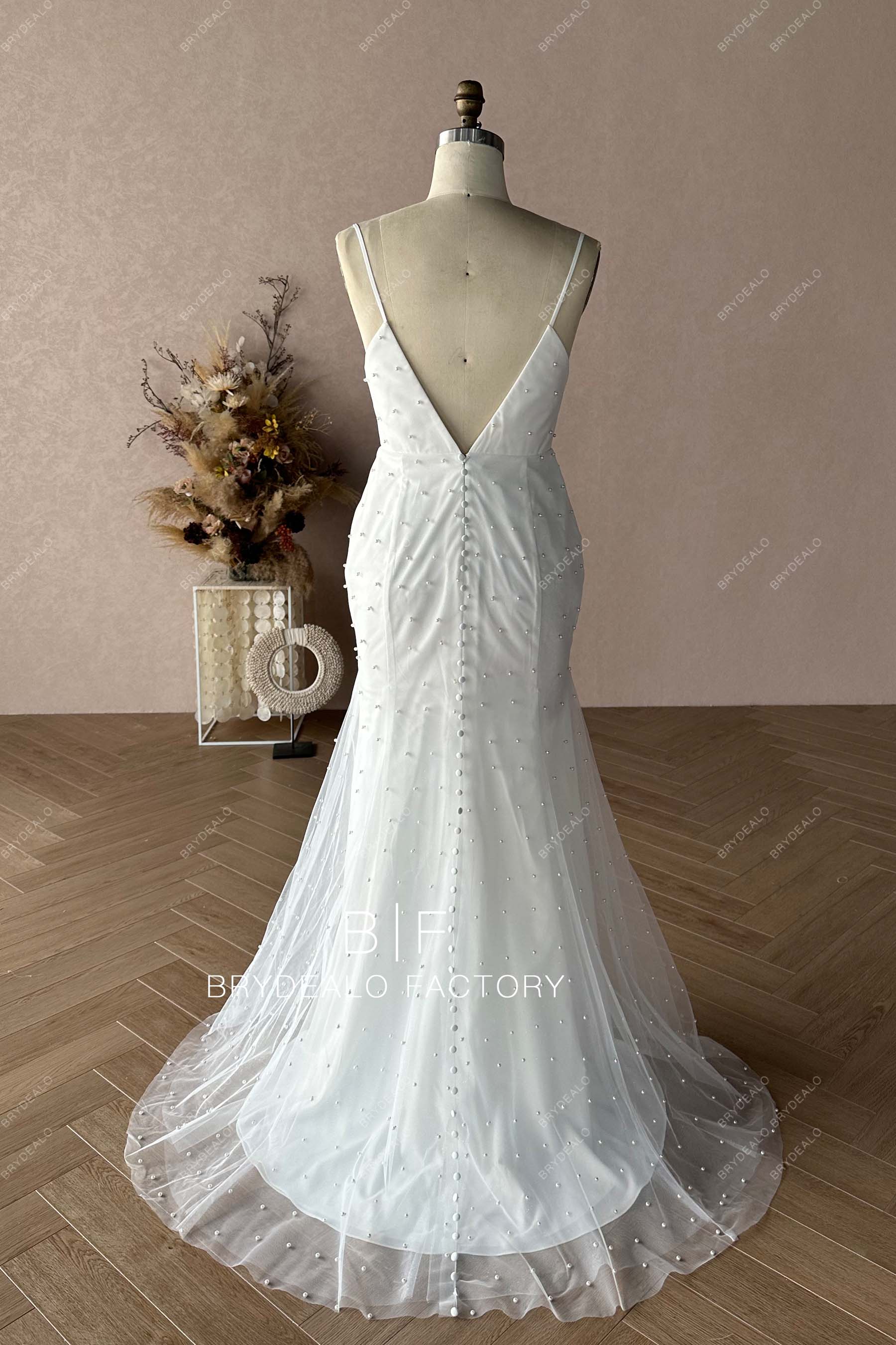 Custom Pearls Plunging Wedding Ball Gown BR20221454-05