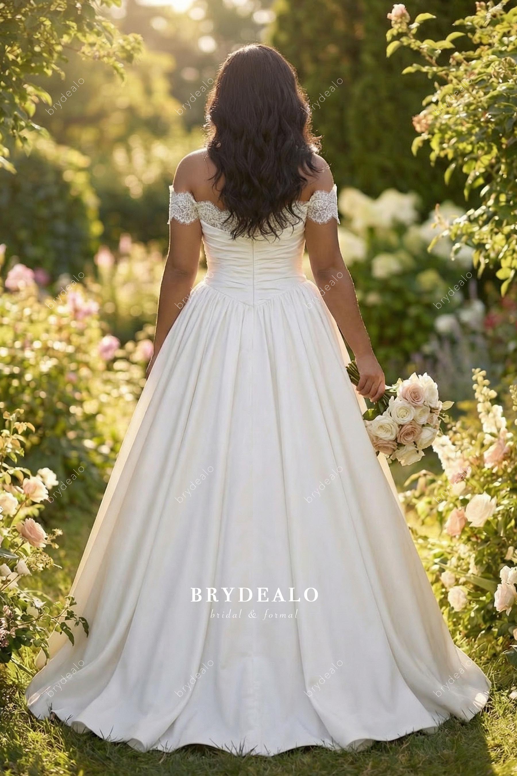 a line sweep train bridal dress