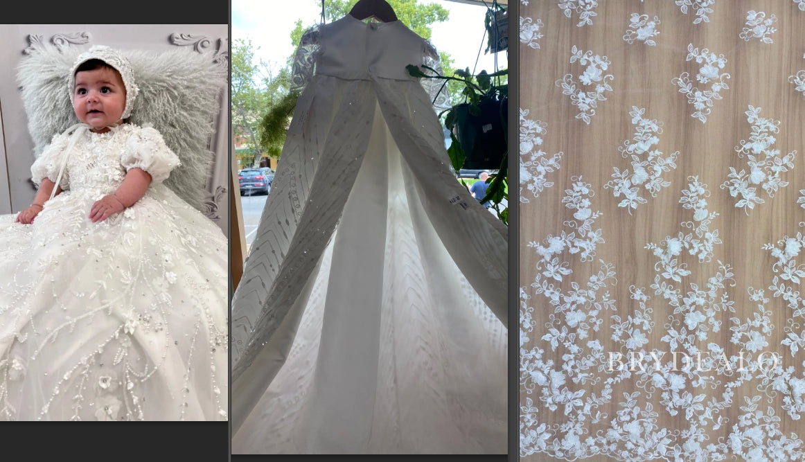 Private Label Custom 3D Lace Ball Gown Christening Dress
