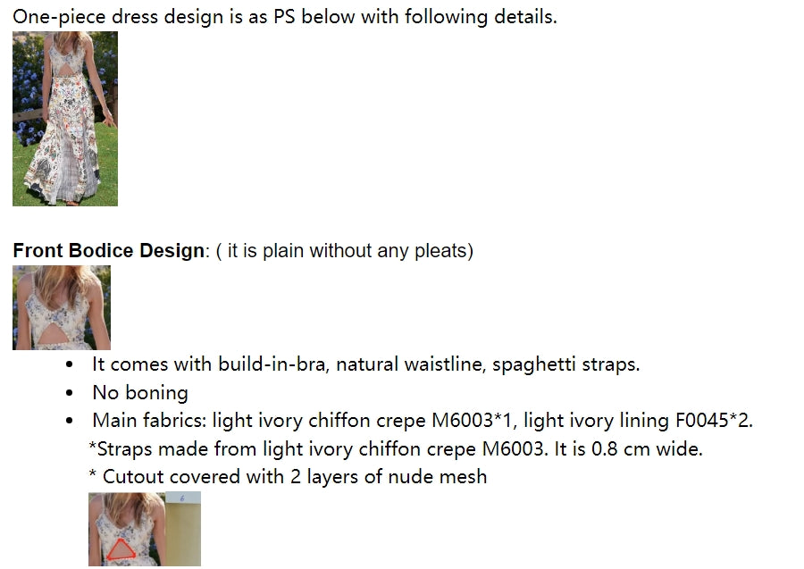 Private Label Custom Chiffon Crepe Lace Boho Cutout Bridal Dress