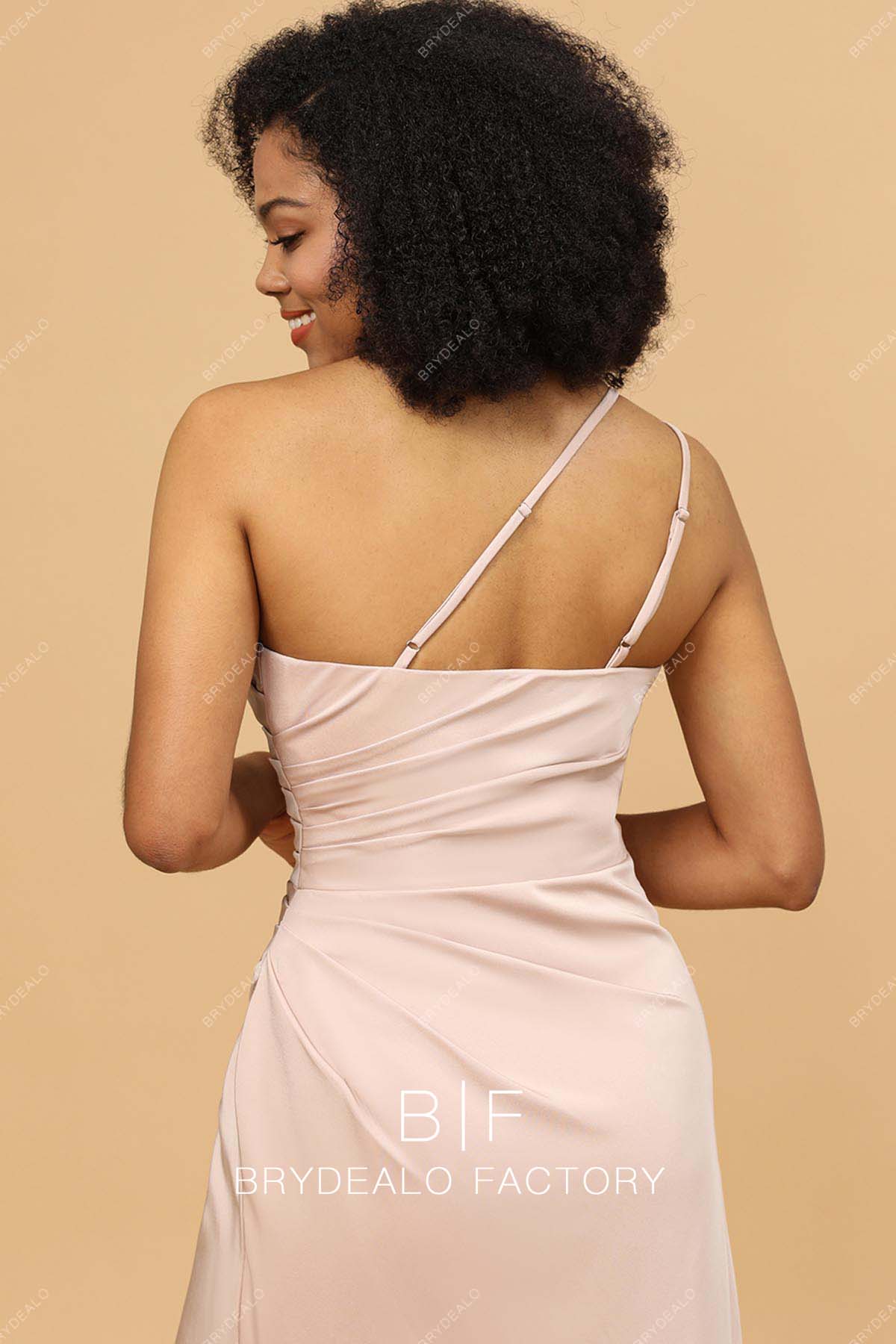 adjustable double straps one shoulder bridesmaid dress