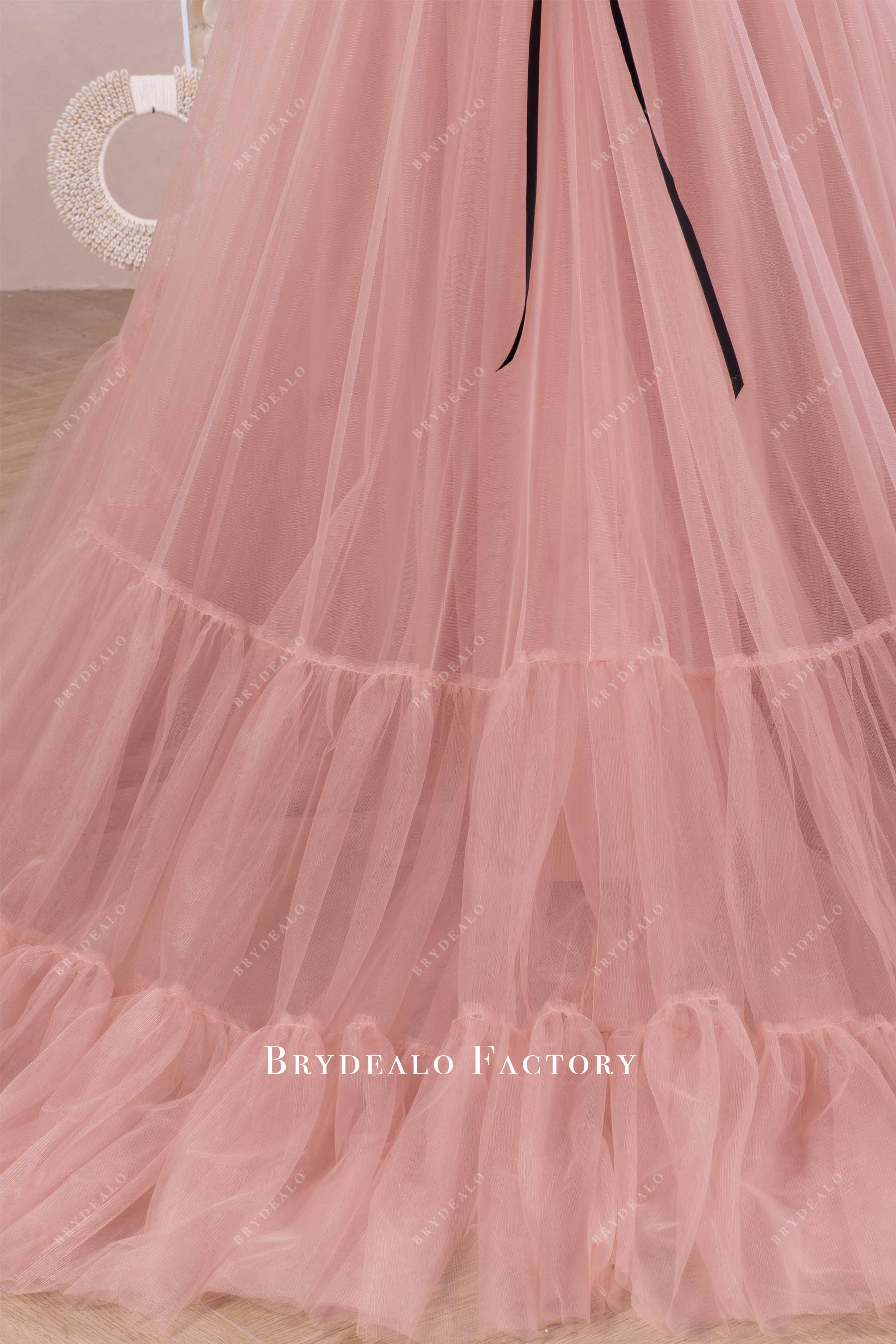 Vintage Mauve Plus Size Pleated Tulle Bridesmaid Dress