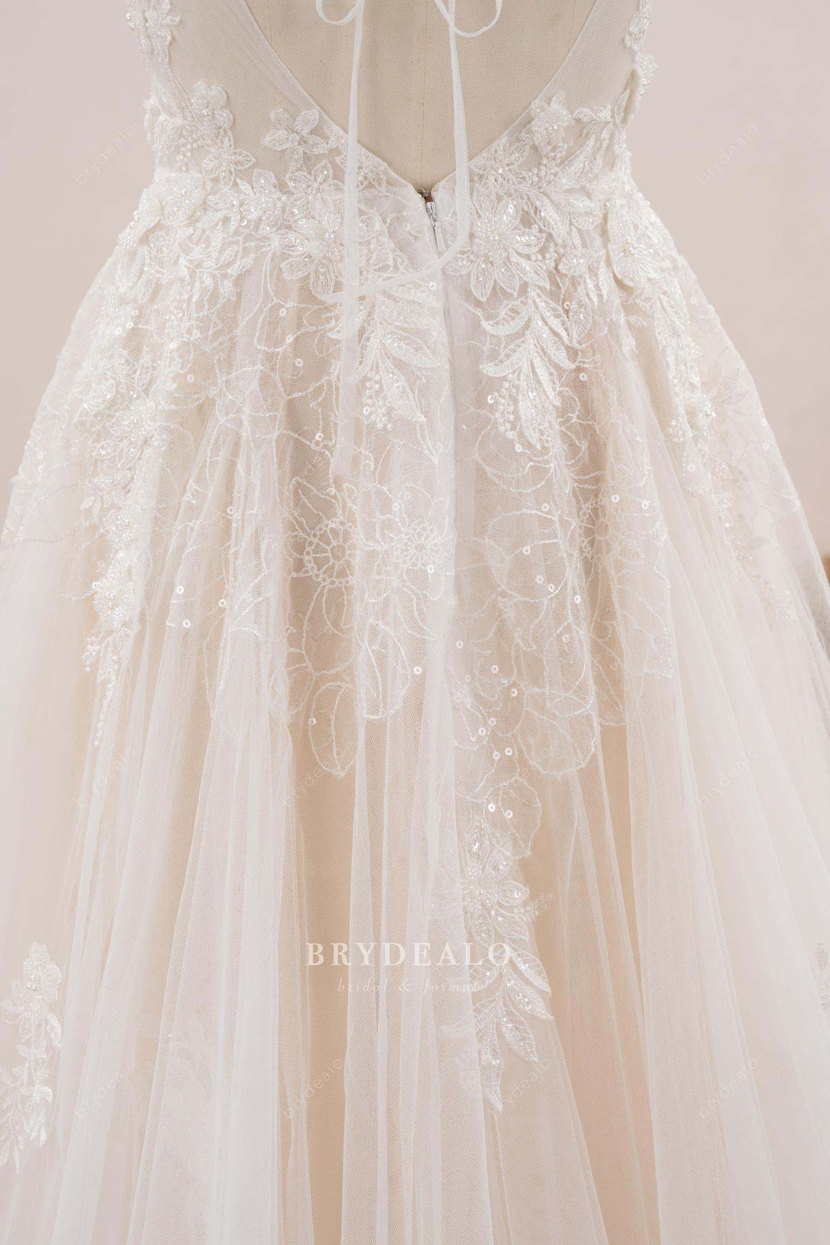 alluring V-back wedding dress