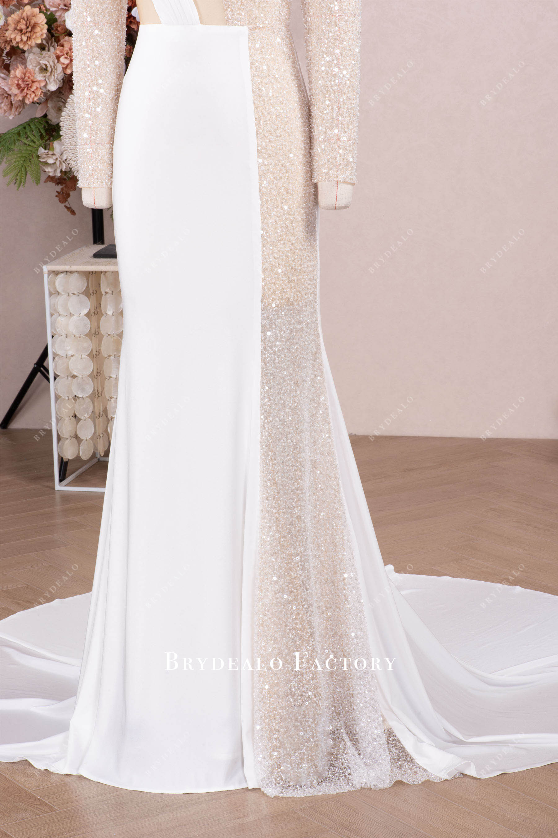 alluring illusion beaded cutout wedding dress