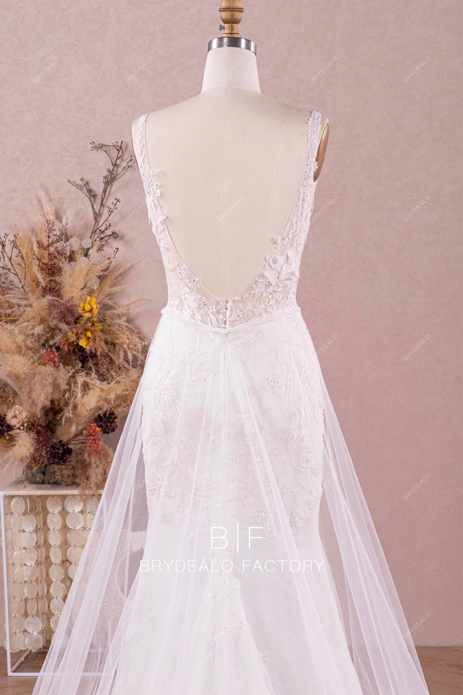 alluring open back wedding dress