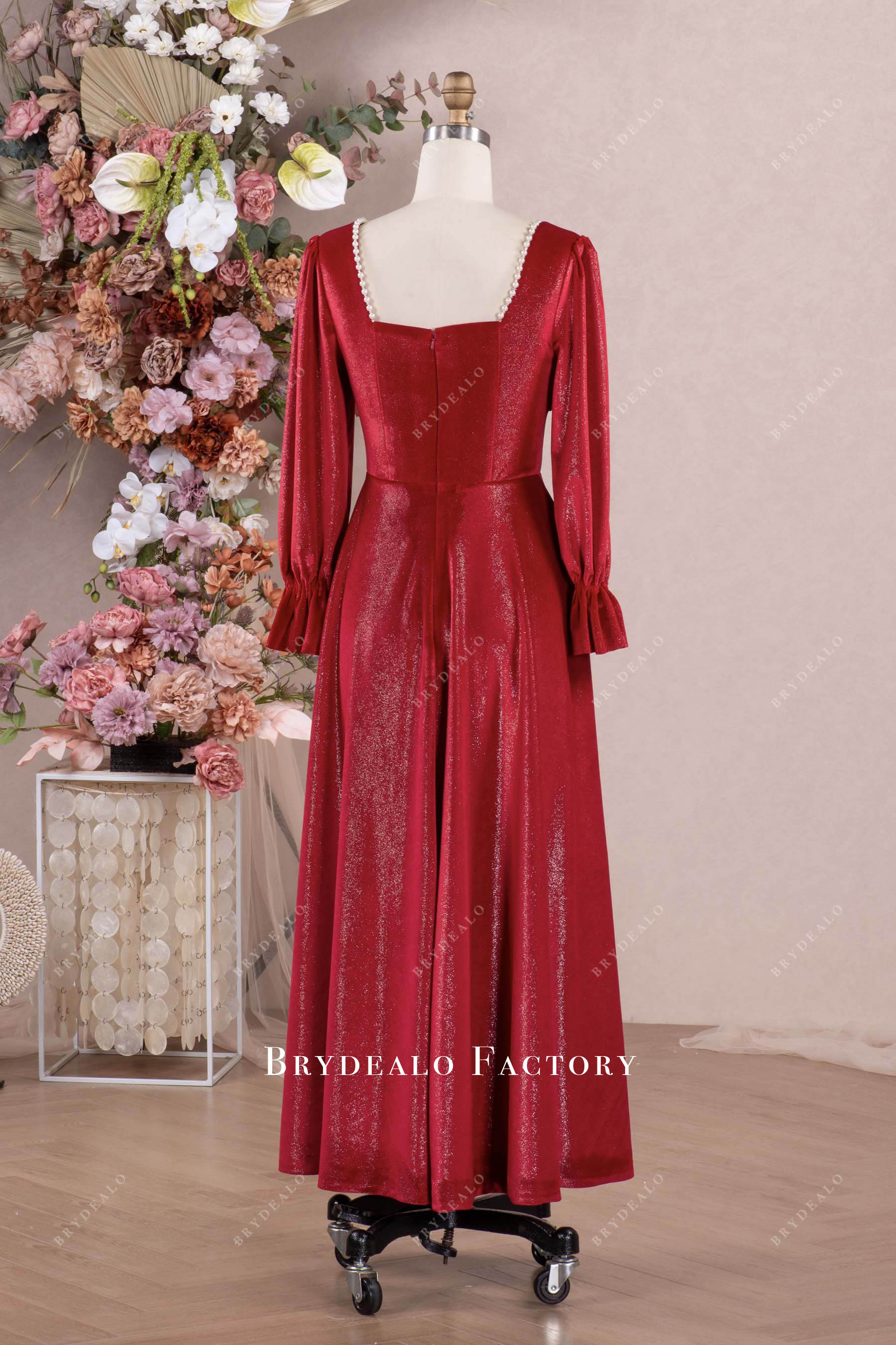 ankle length velvet formal dress