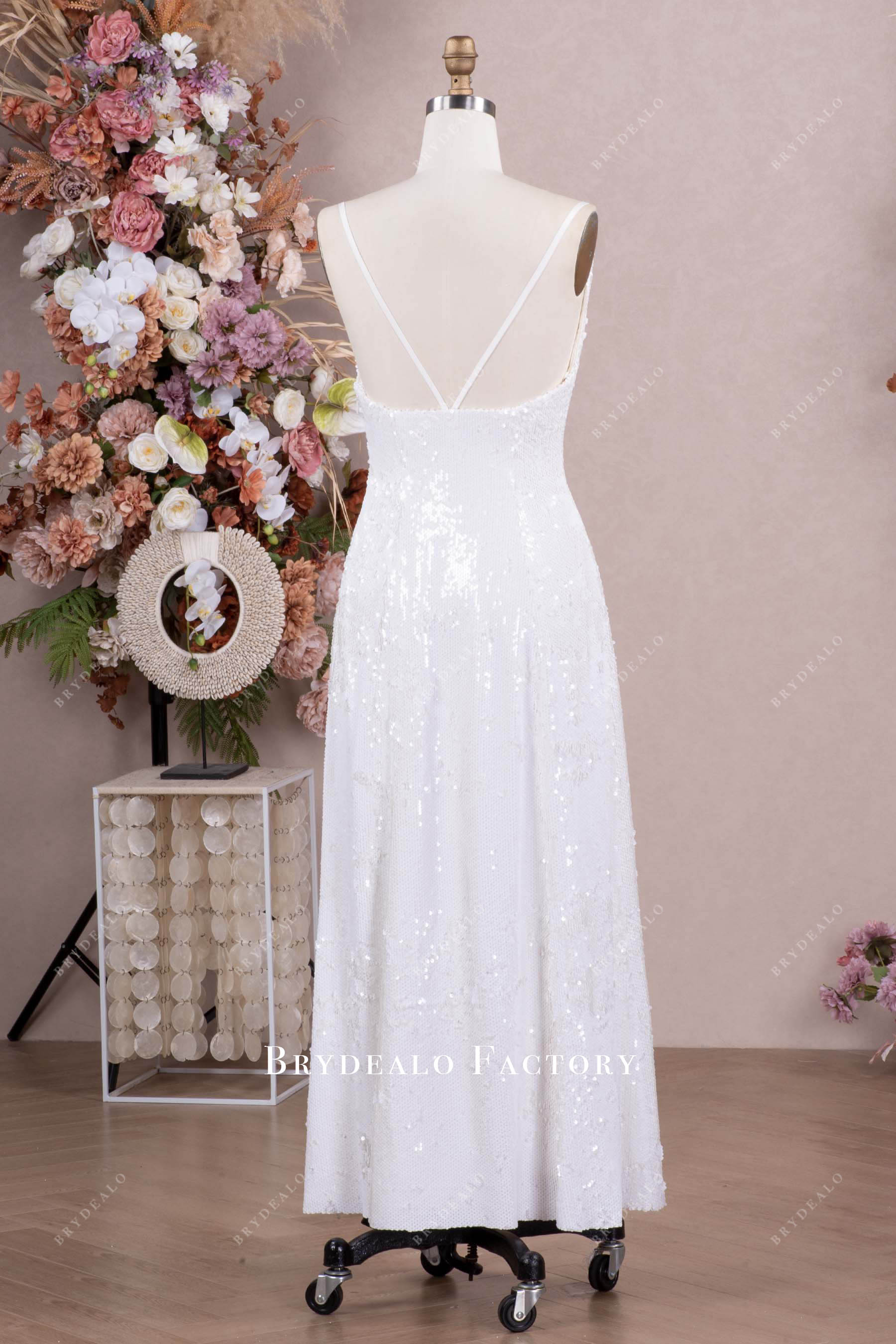 ankle length white wedding after party dress