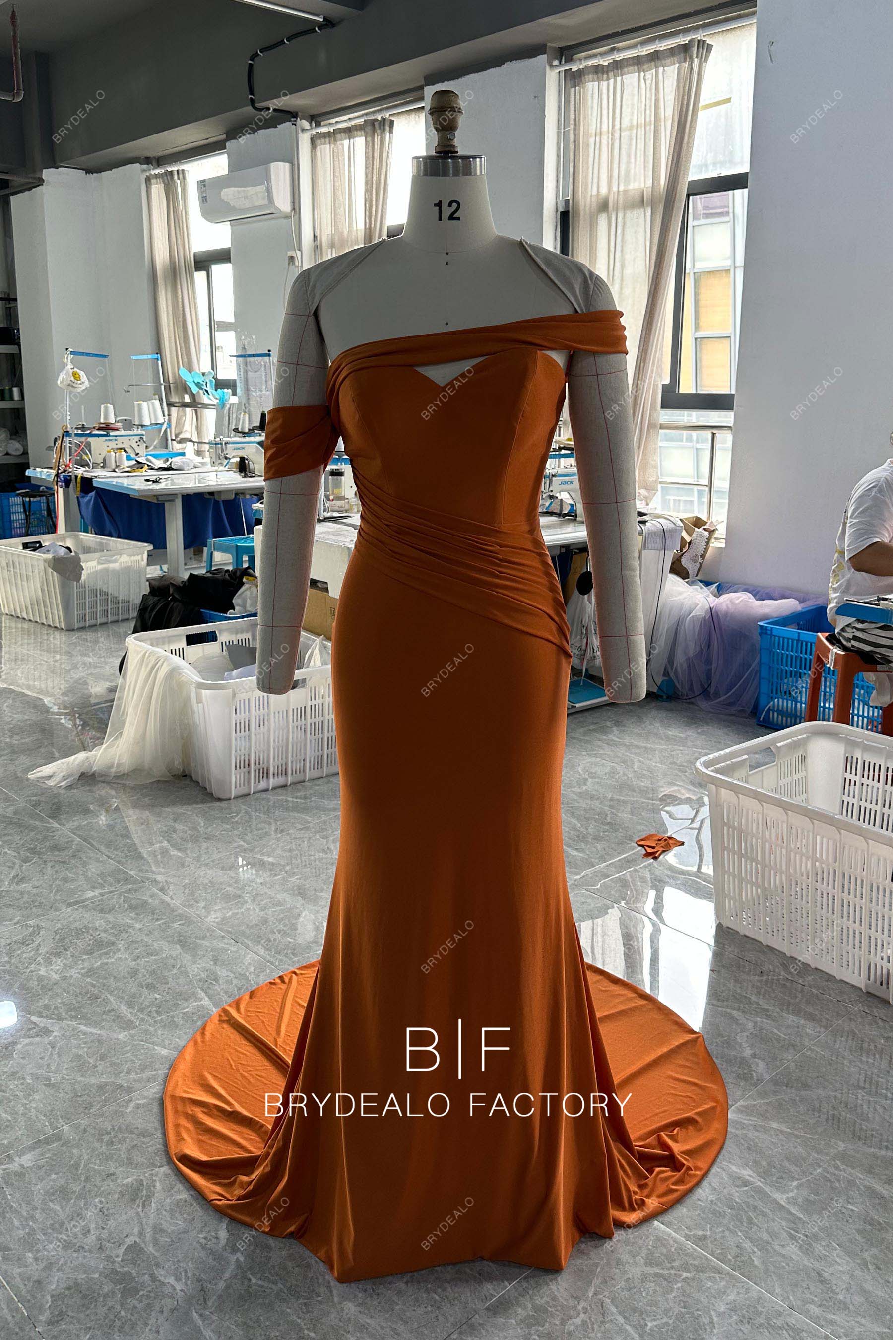 asymmetrical off shoulder long mermaid dress
