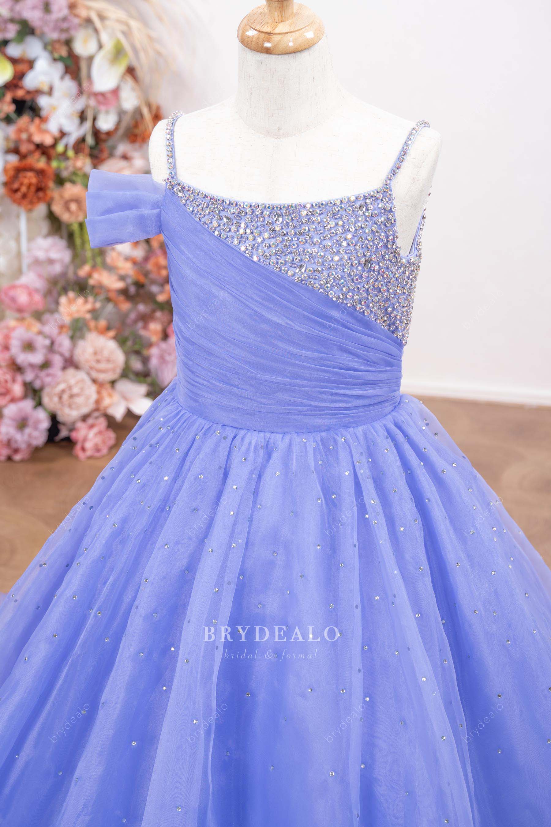 asymmetrical top kids pageant dress