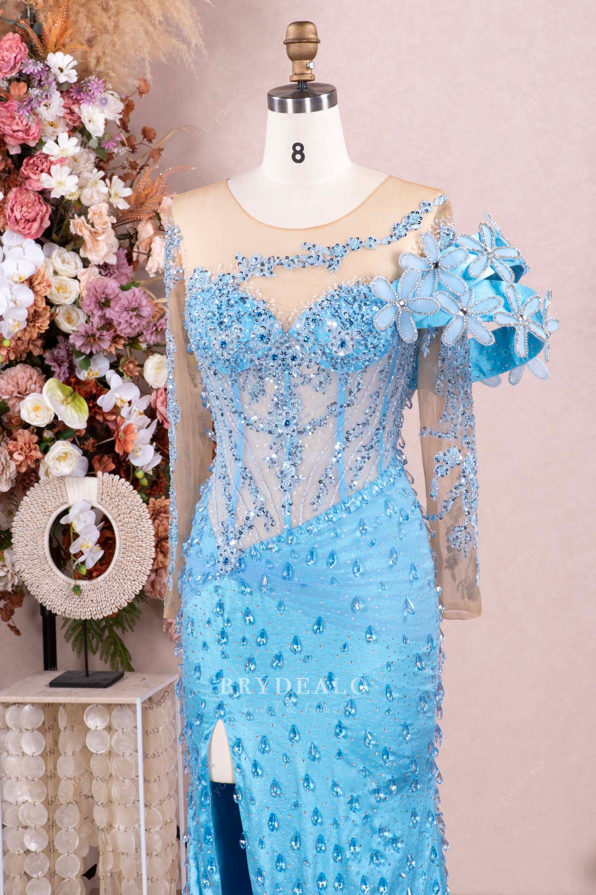 asymmetrical waist boned prom dress