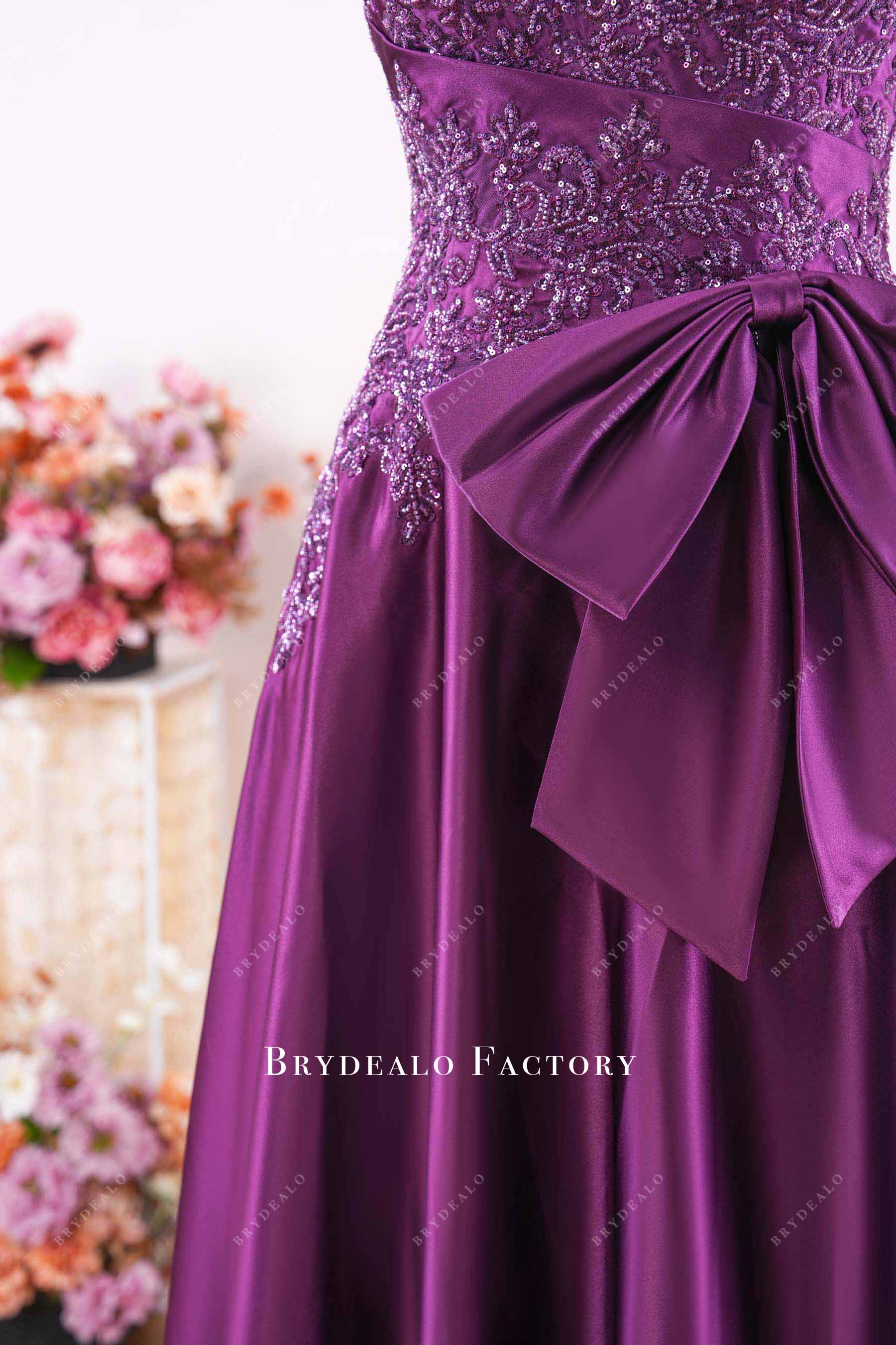 asymmetry bow mother of bride dress