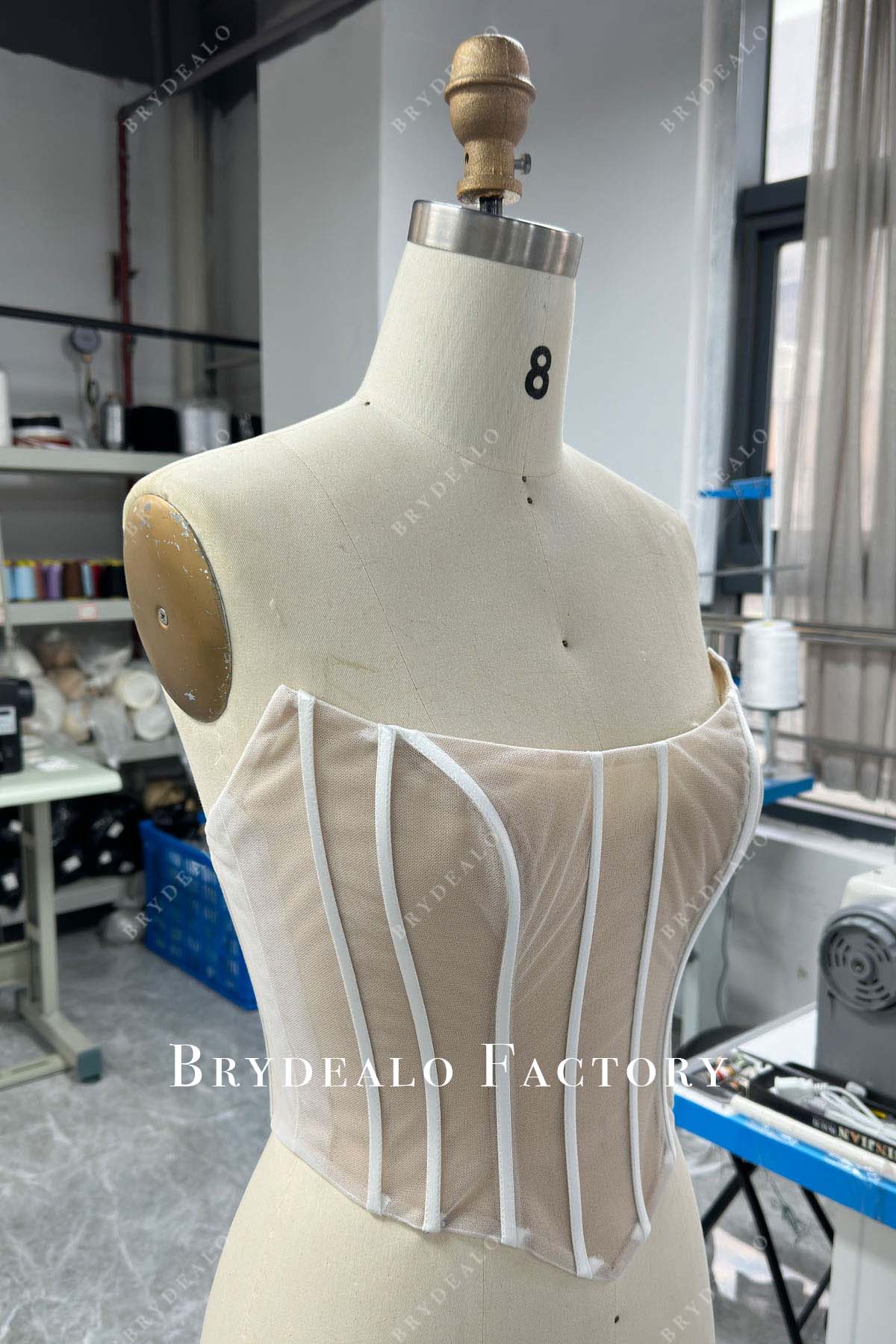 custom sleeveless sheer corset crop top