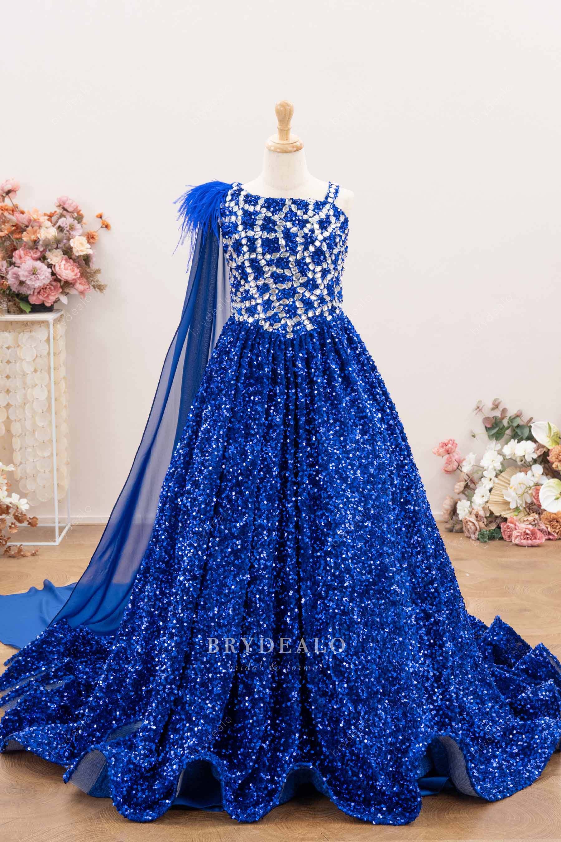 basque waist royal blue pageant dress