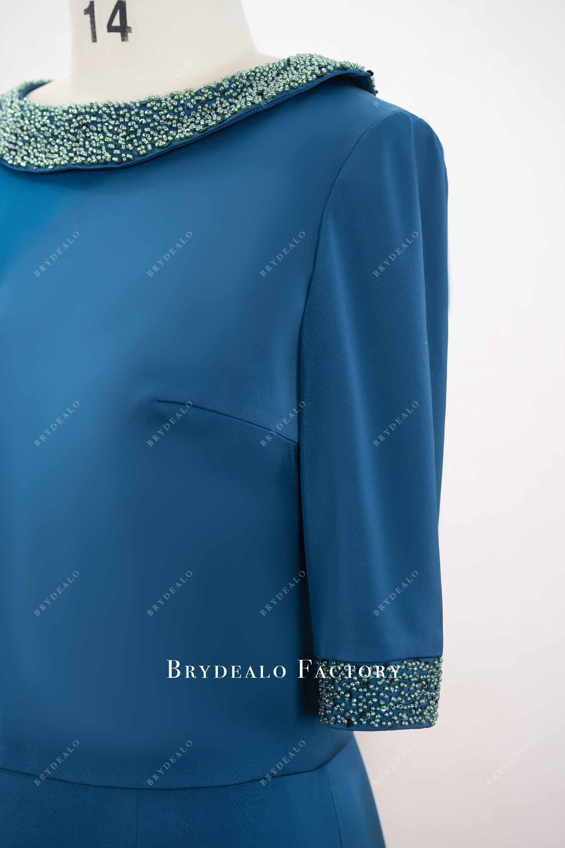 Elegant Peacock Satin Mother of Bride Two-Piece Dress