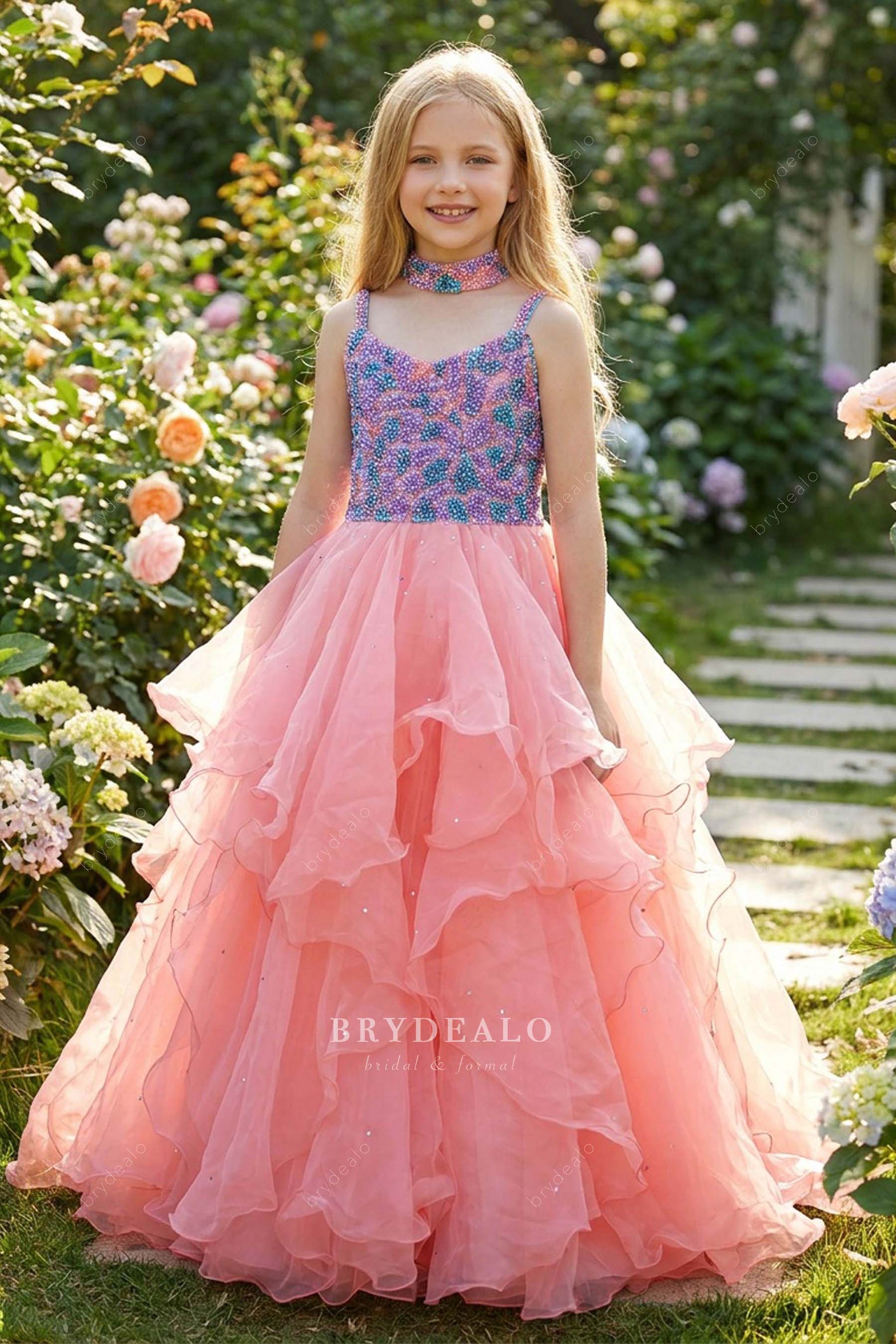 beaded choker teen pageant gown