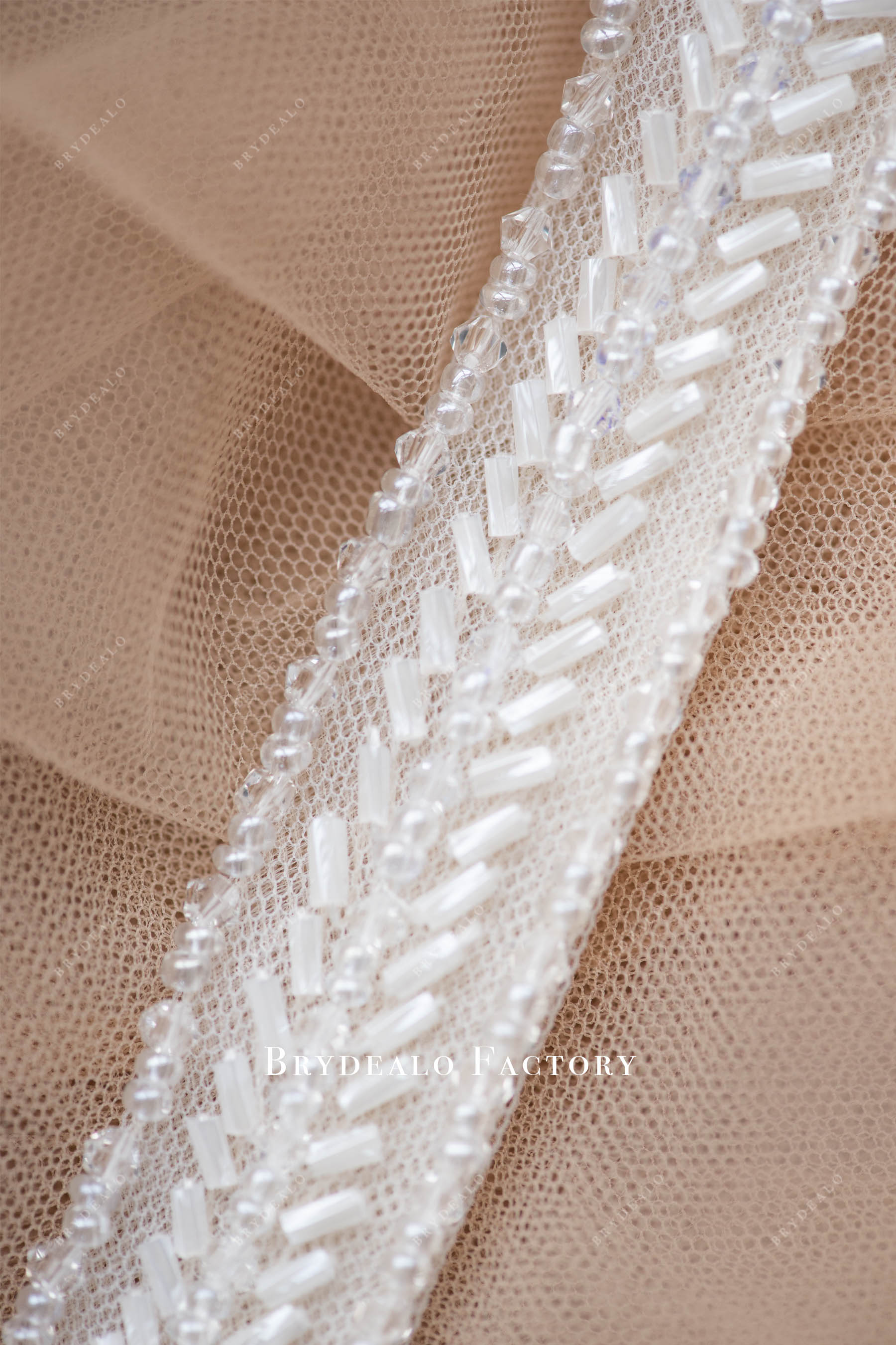 Boho Pearls & Crystal Leaves Hand Wired Floral Vine Bridal Belt on Ivory Ribbon 4663BT-I-S