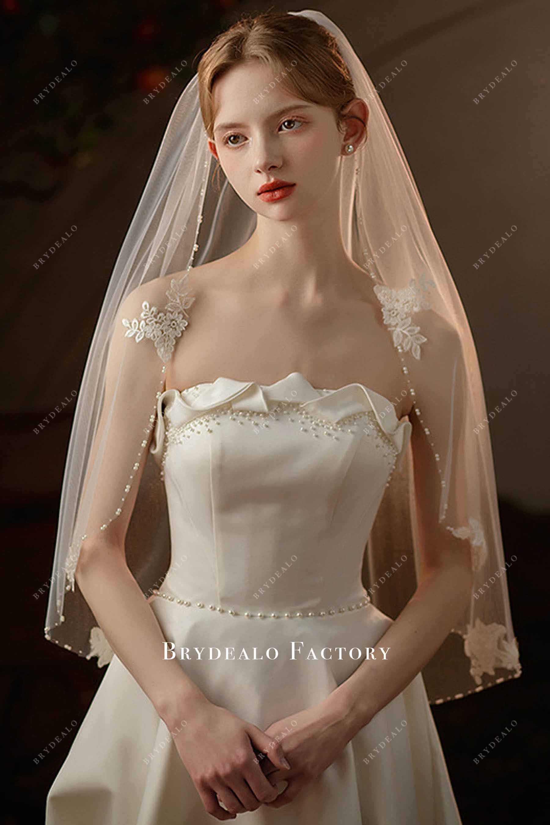 beaded edge wedding veil