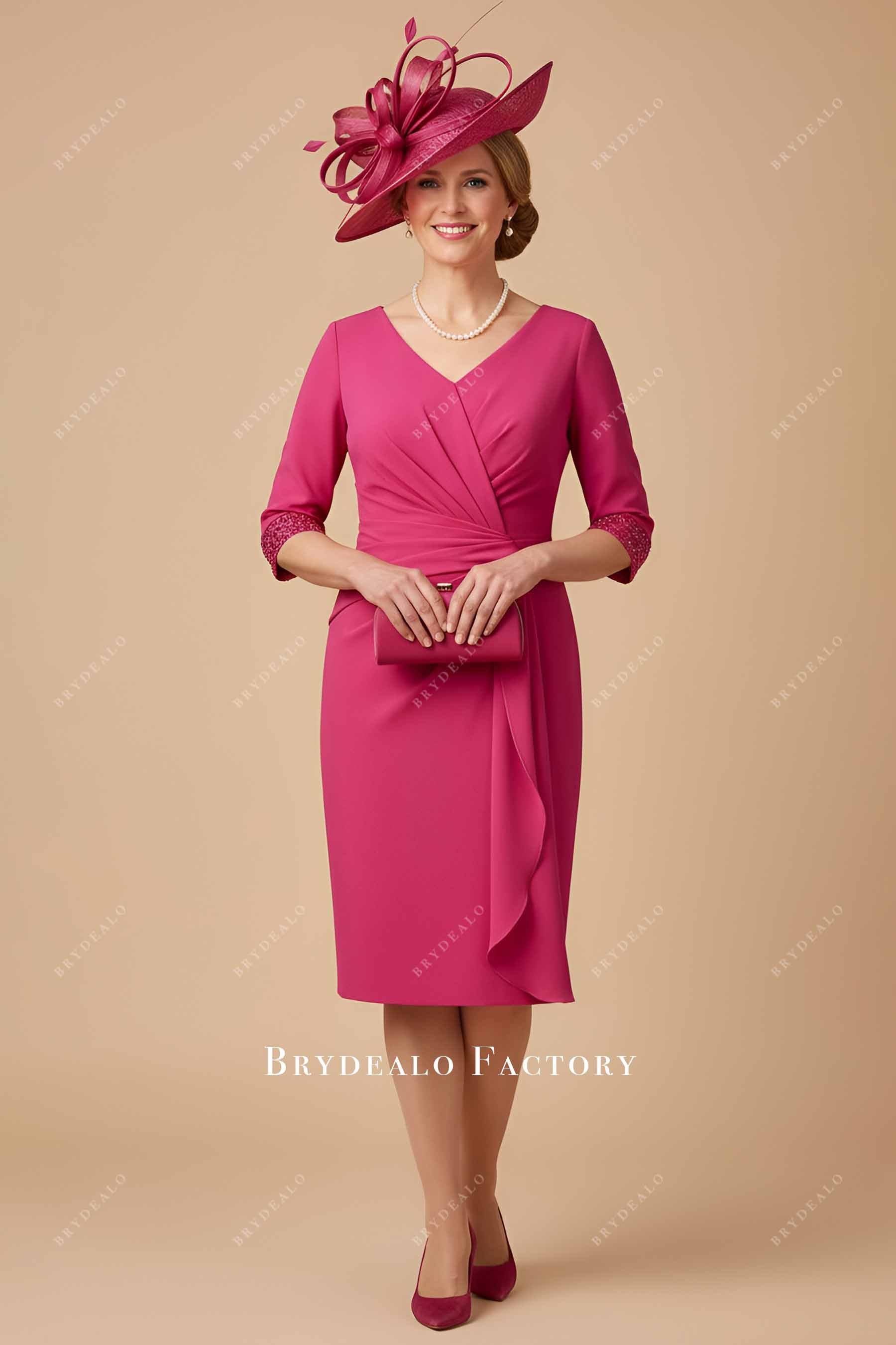 strapless open back dress Fuchsia Mother of Bride Dress with Beaded Cuffs