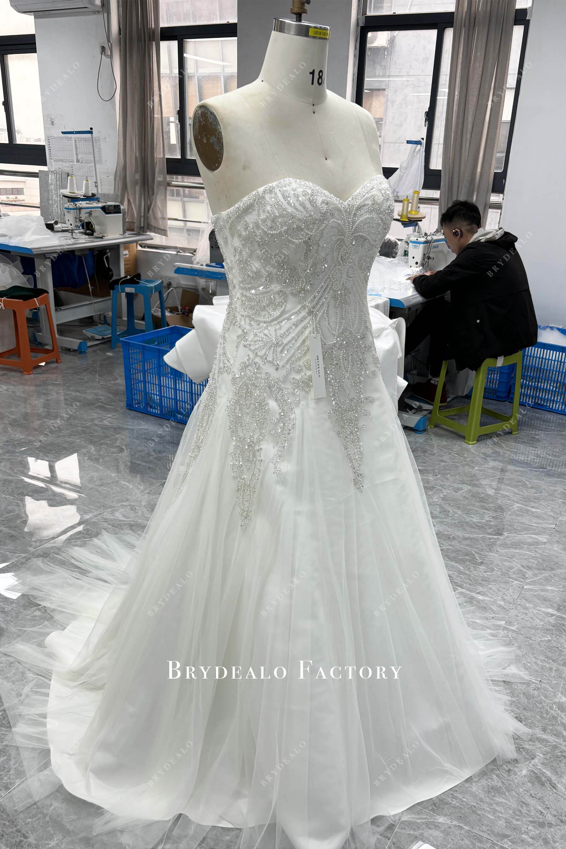 beaded lace mermaid wedding gown