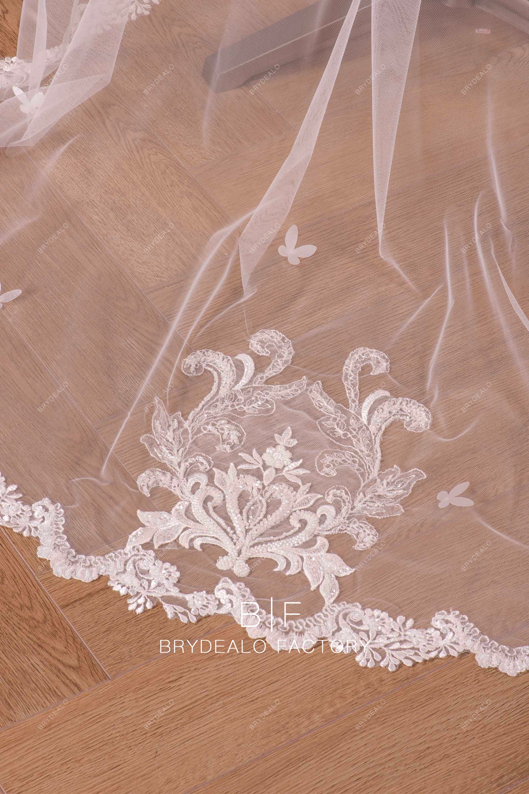 beaded lace semi edge veil