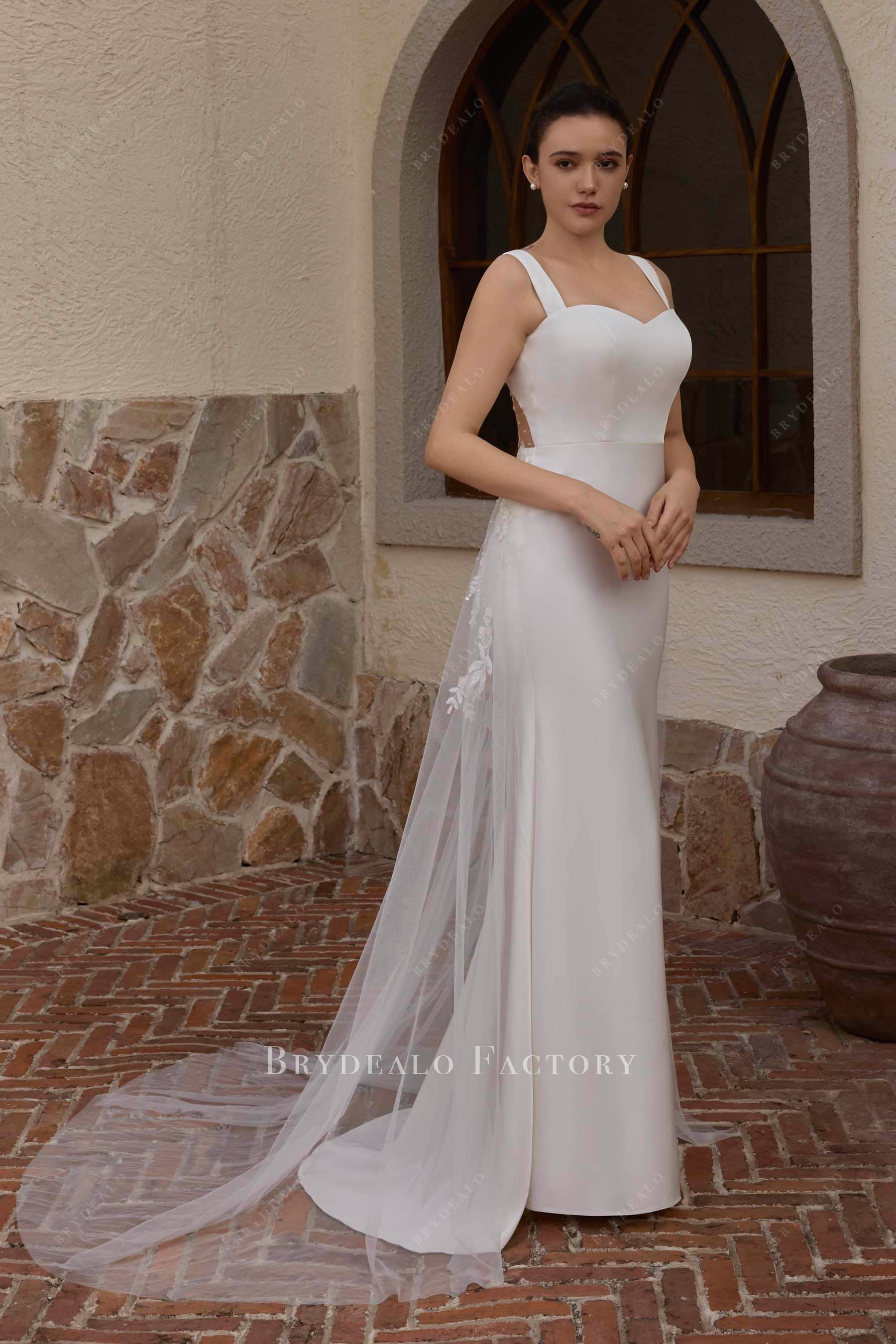 beaded lace tulle overskirt wedding dress