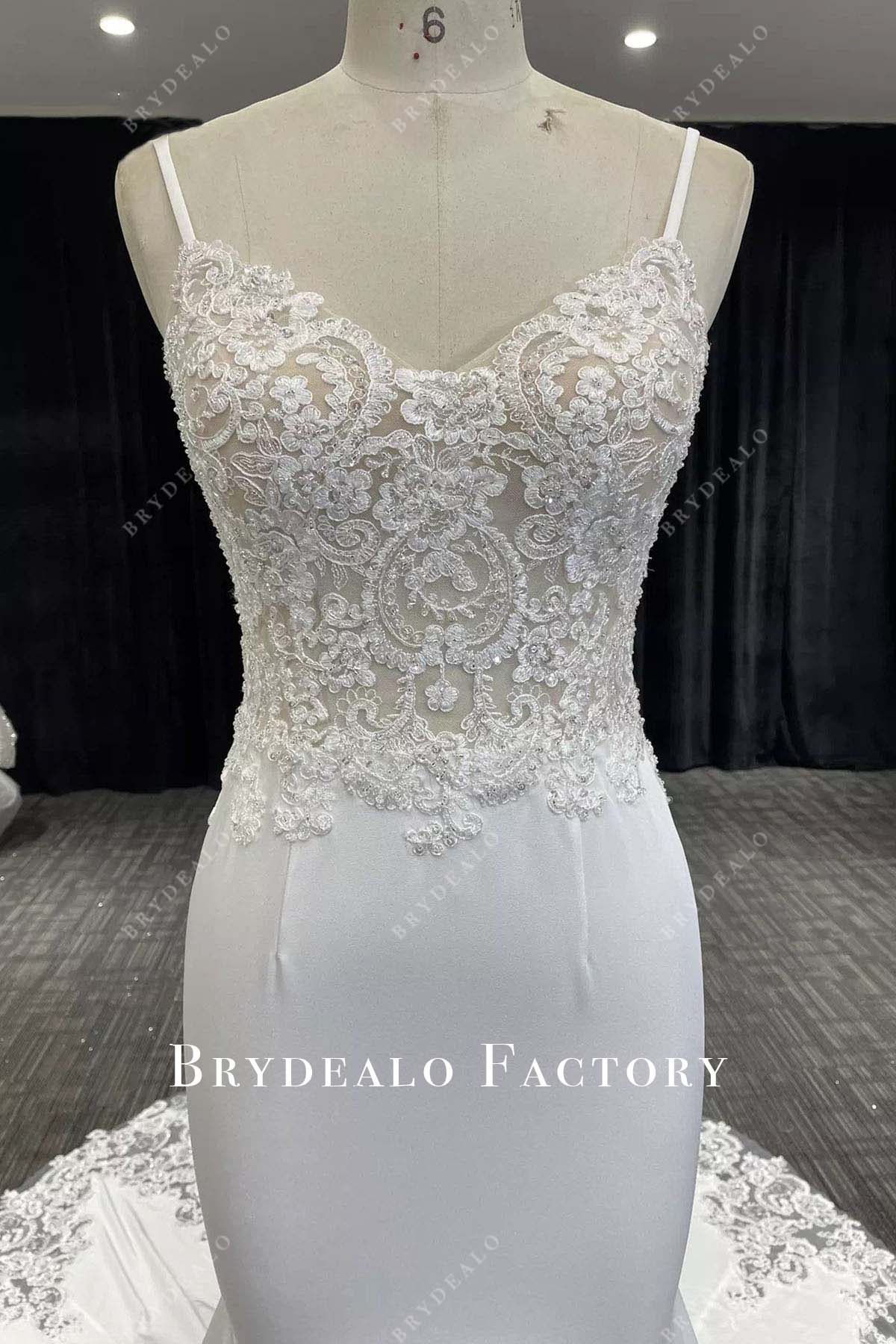 beaded lace v neck mermaid wedding dress
